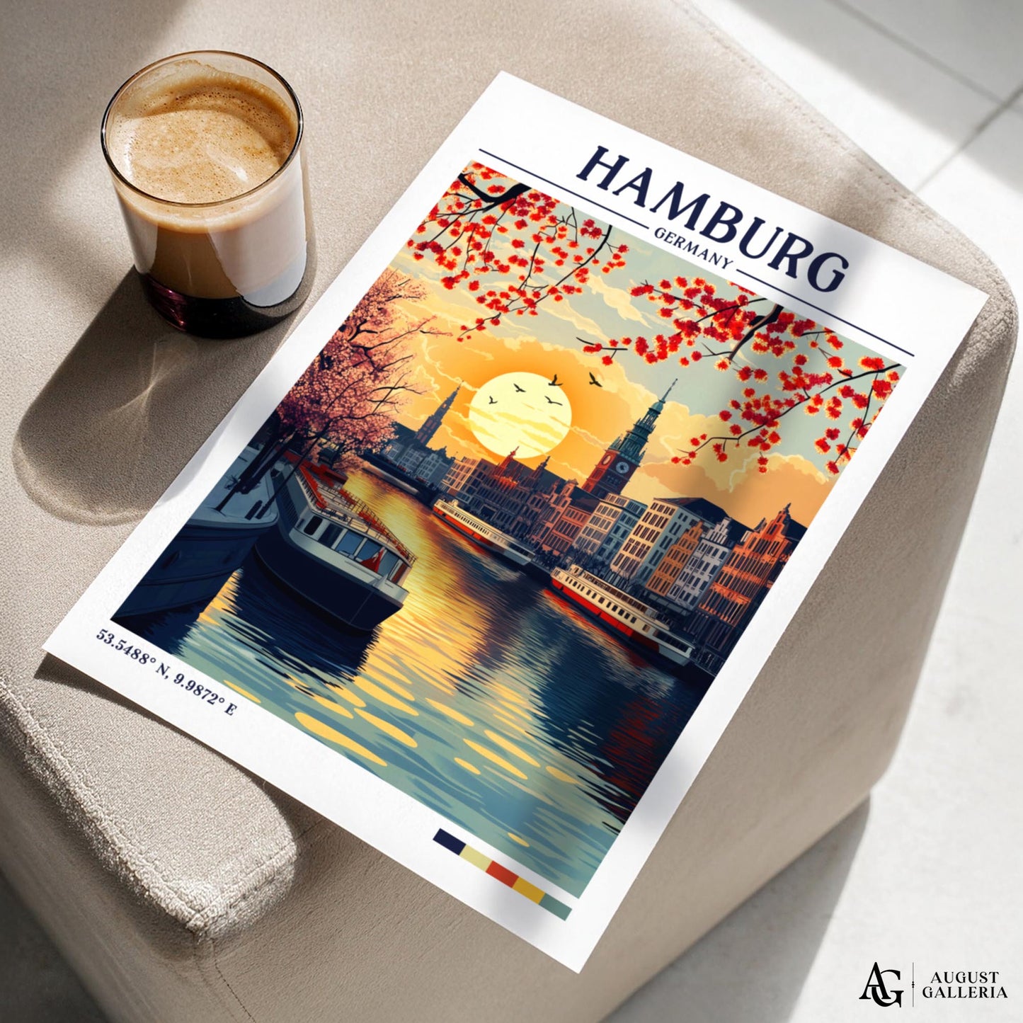 Hamburg Germany Retro Travel Print