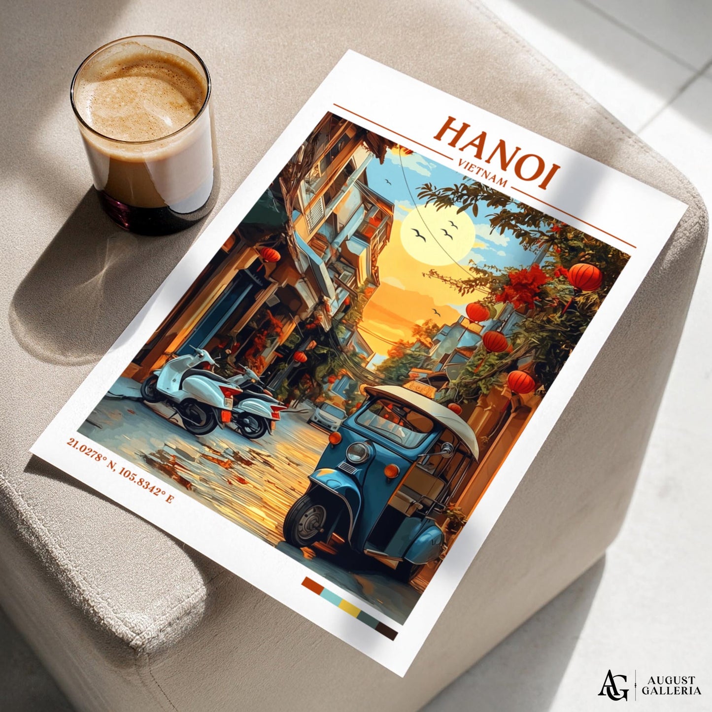 Hanoi Vietnam Retro Travel Print
