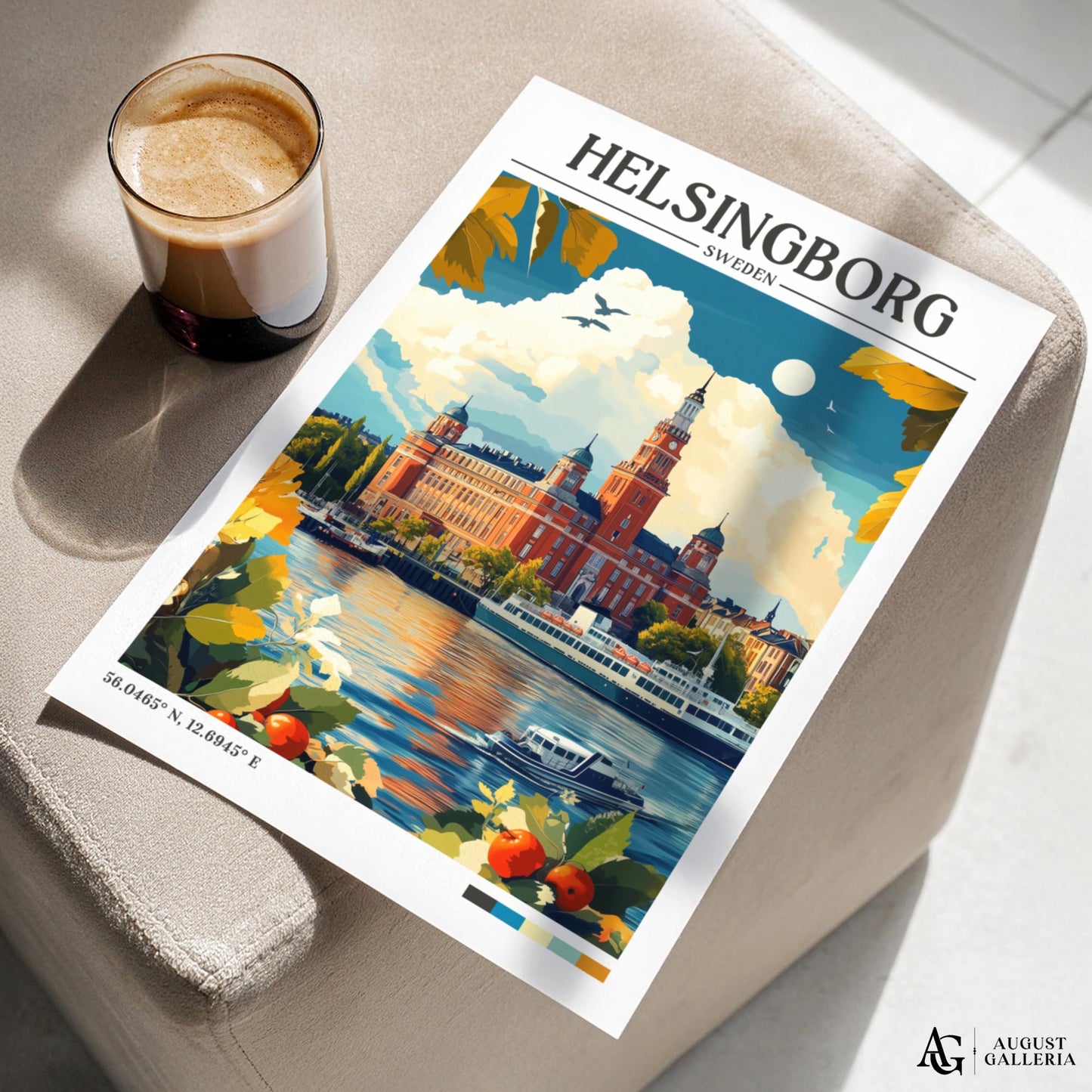 Helsingborg Sweden Retro Travel Print