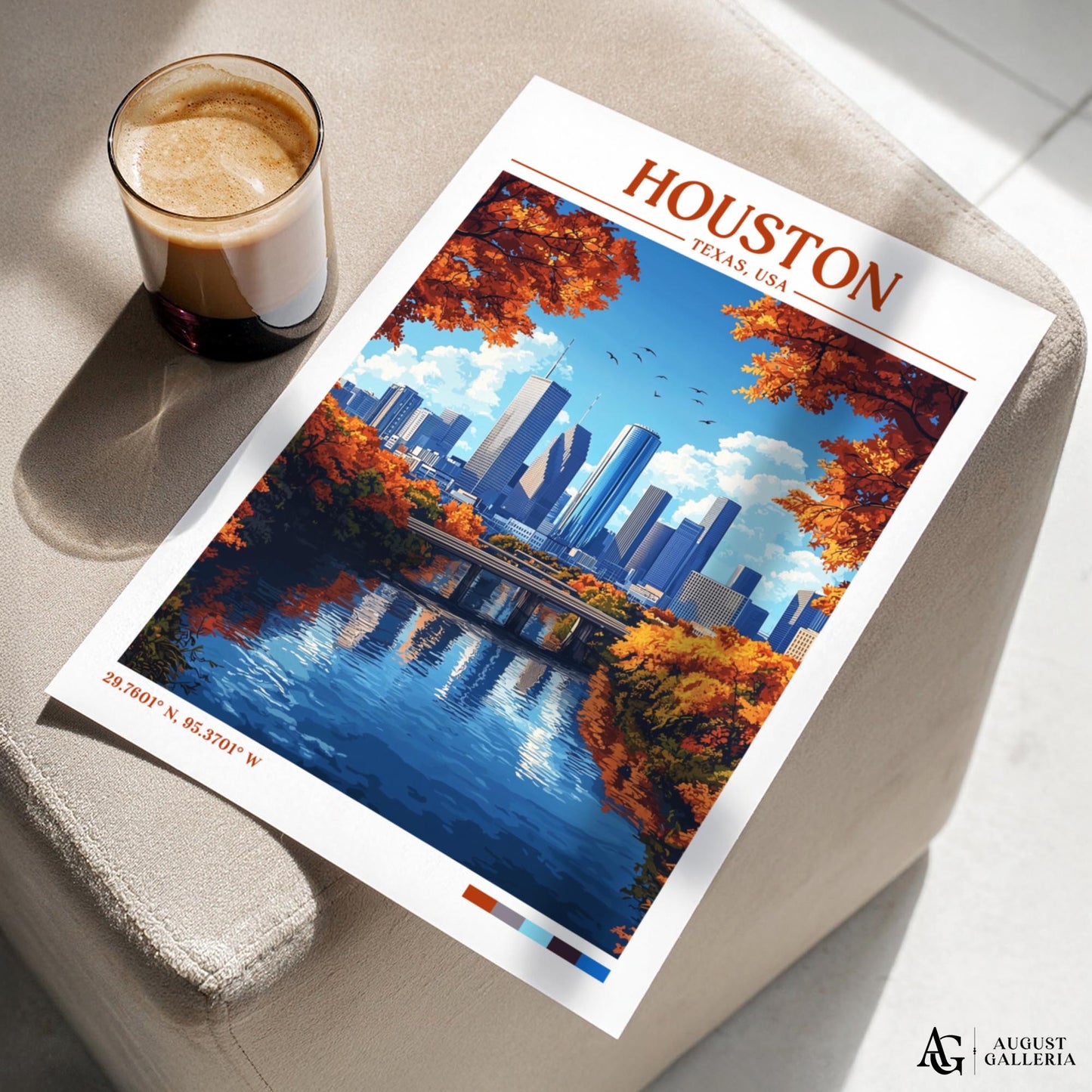 Houston Texas Retro Travel Print