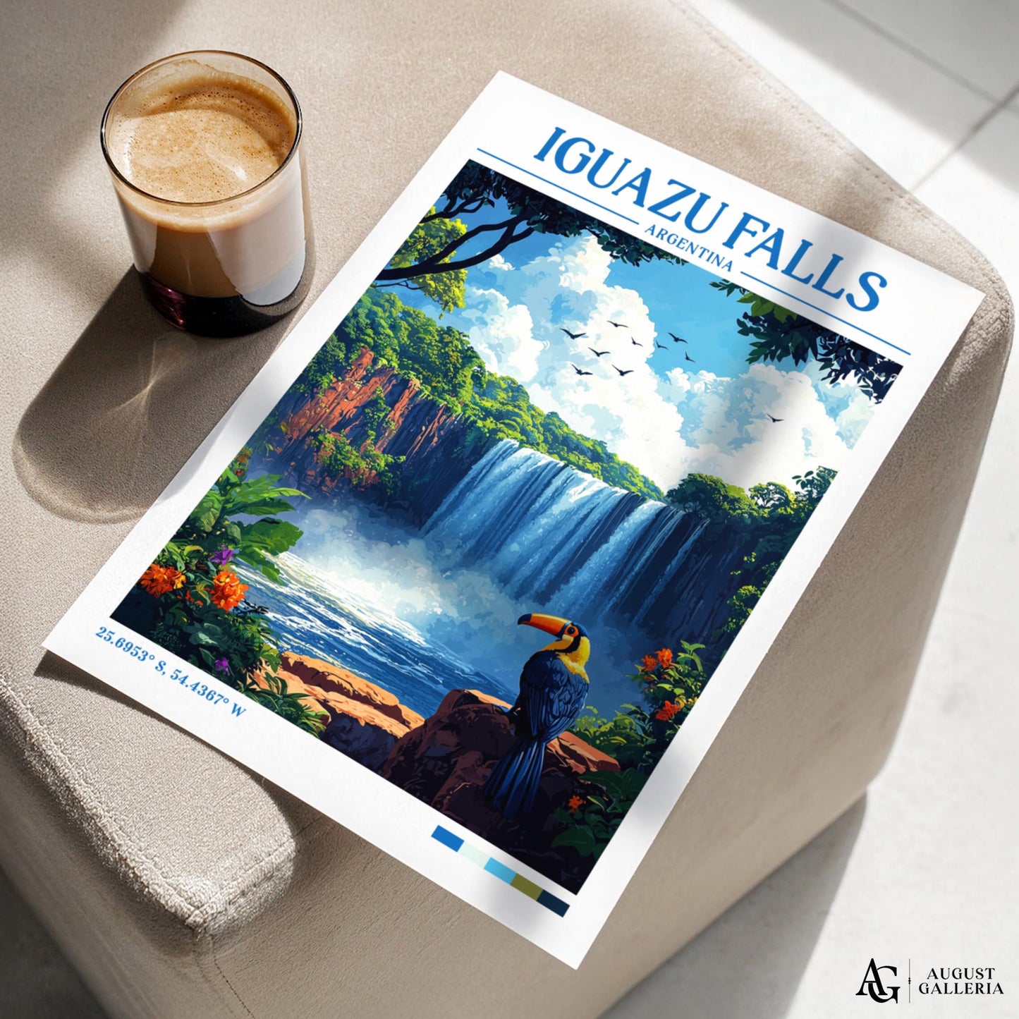 Iguazu Falls Retro Travel Print