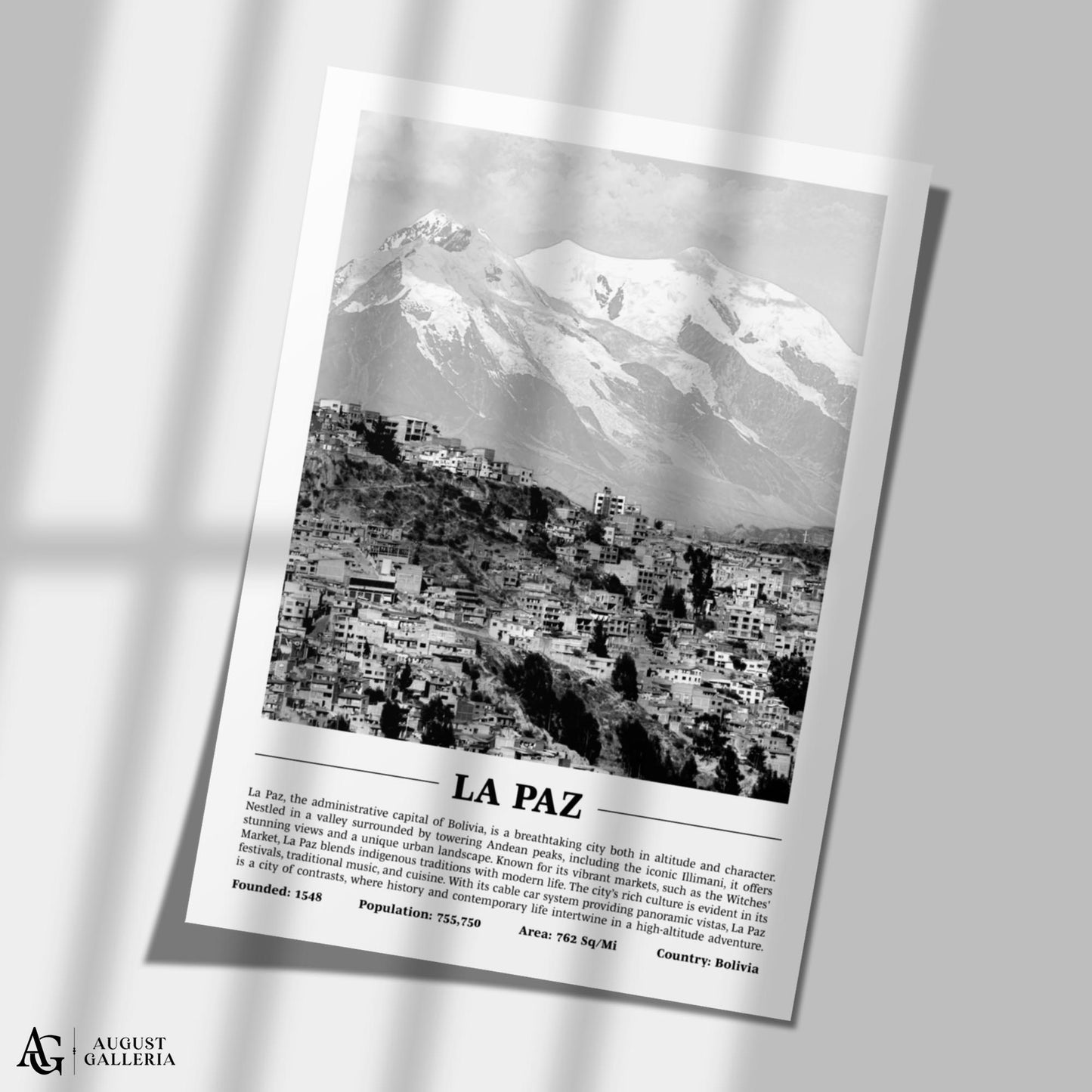 La Paz Black & White City Print