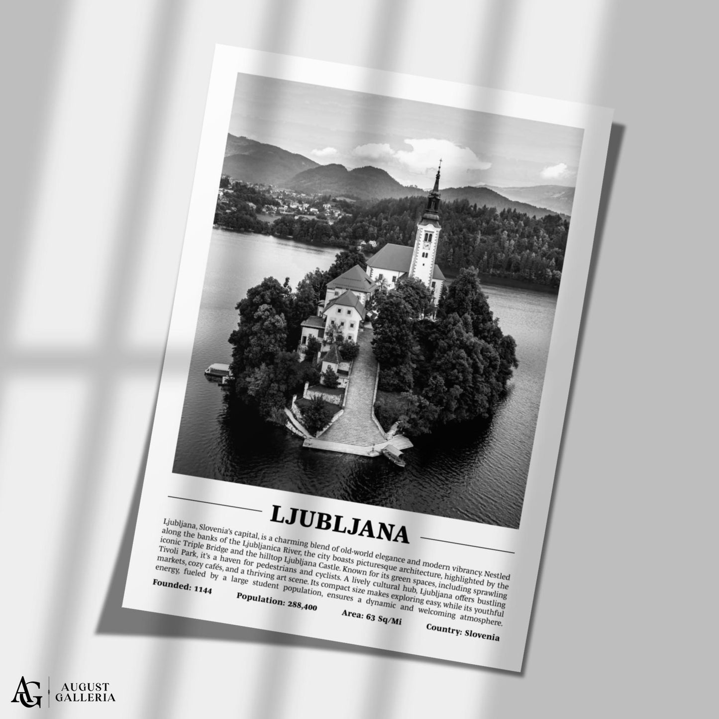 Ljubljana Black & White City Print