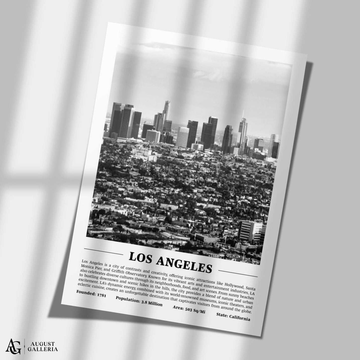 Los Angeles Black & White City Print