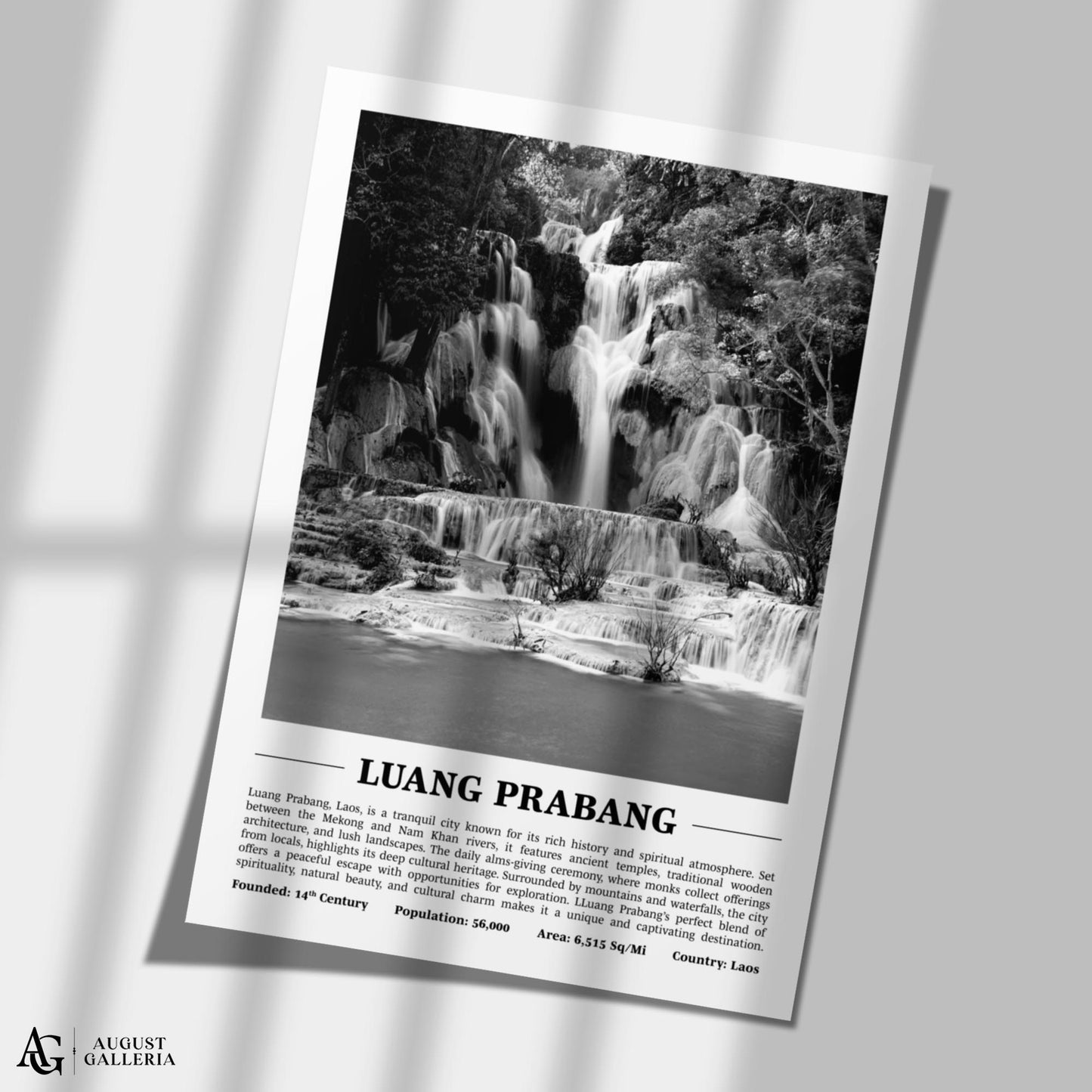 Luang Prabang Black & White City Print