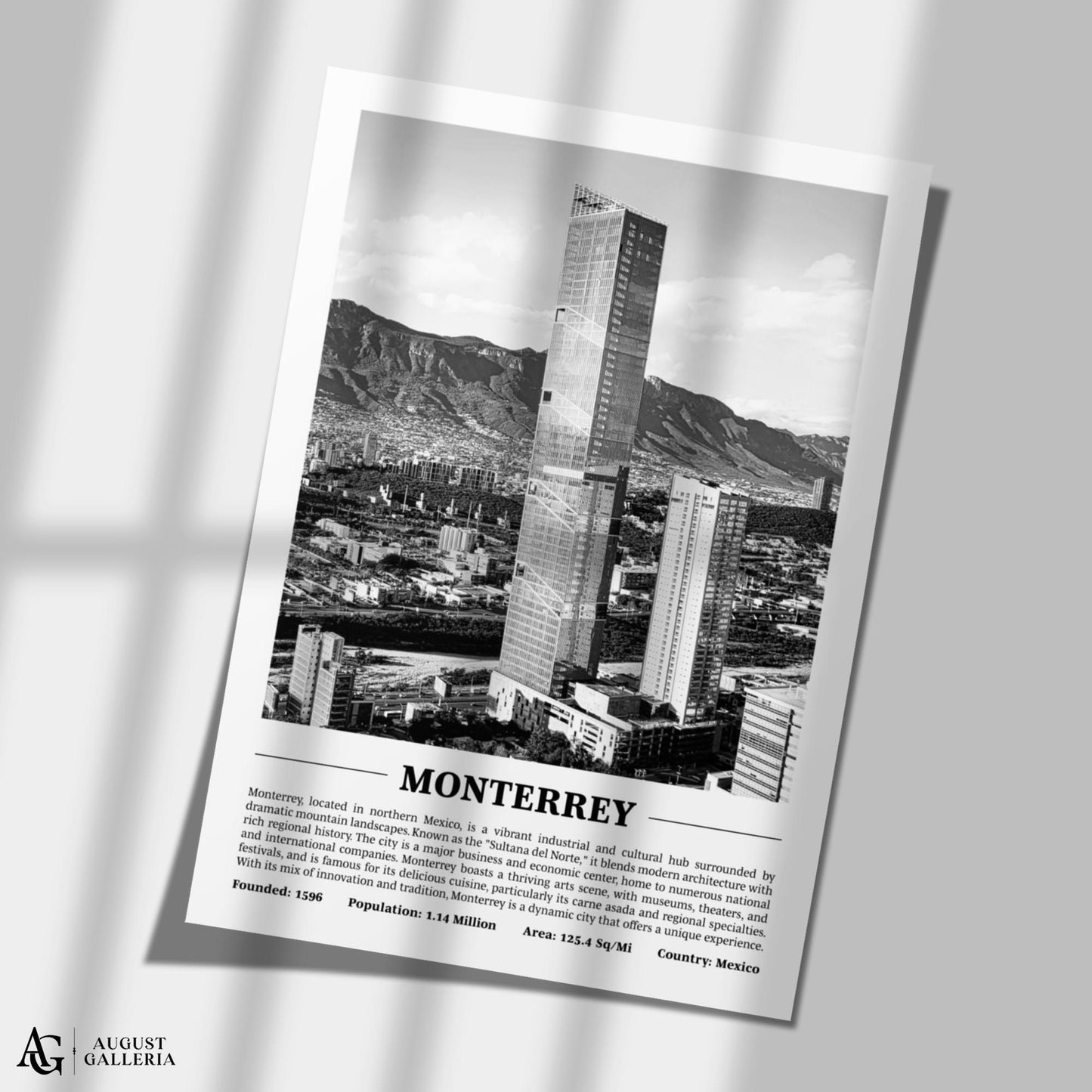 Monterrey Black & White City Print