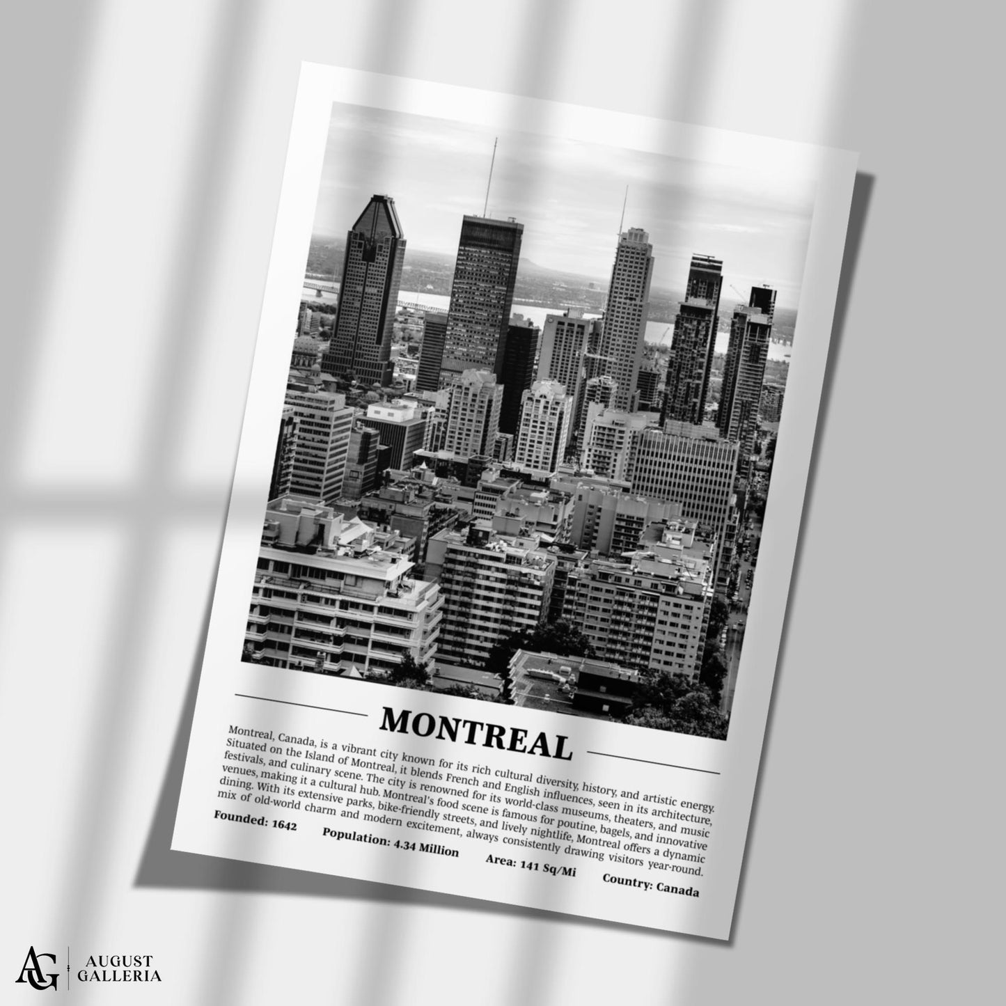 Montreal Black & White City Print