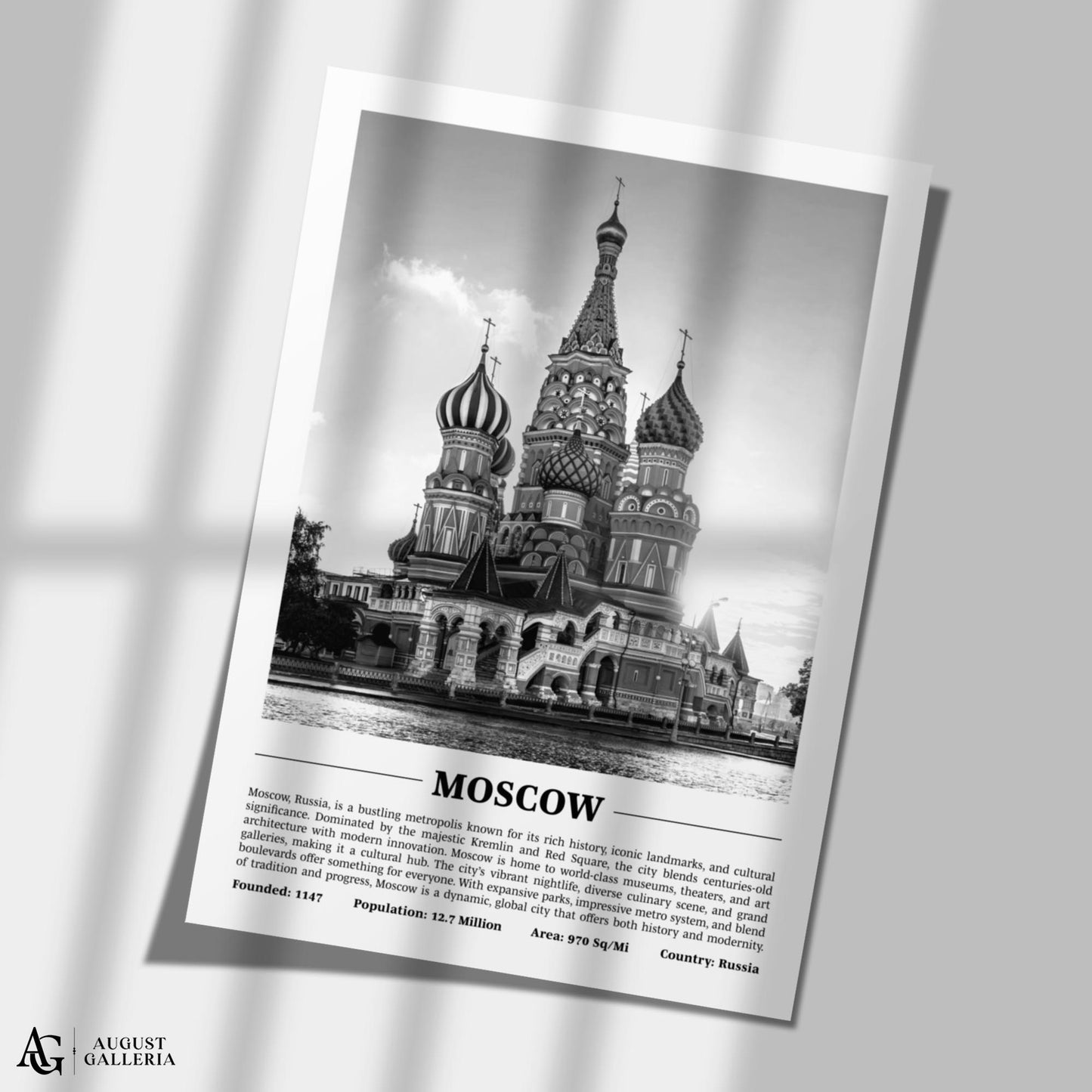 Moscow Black & White City Print