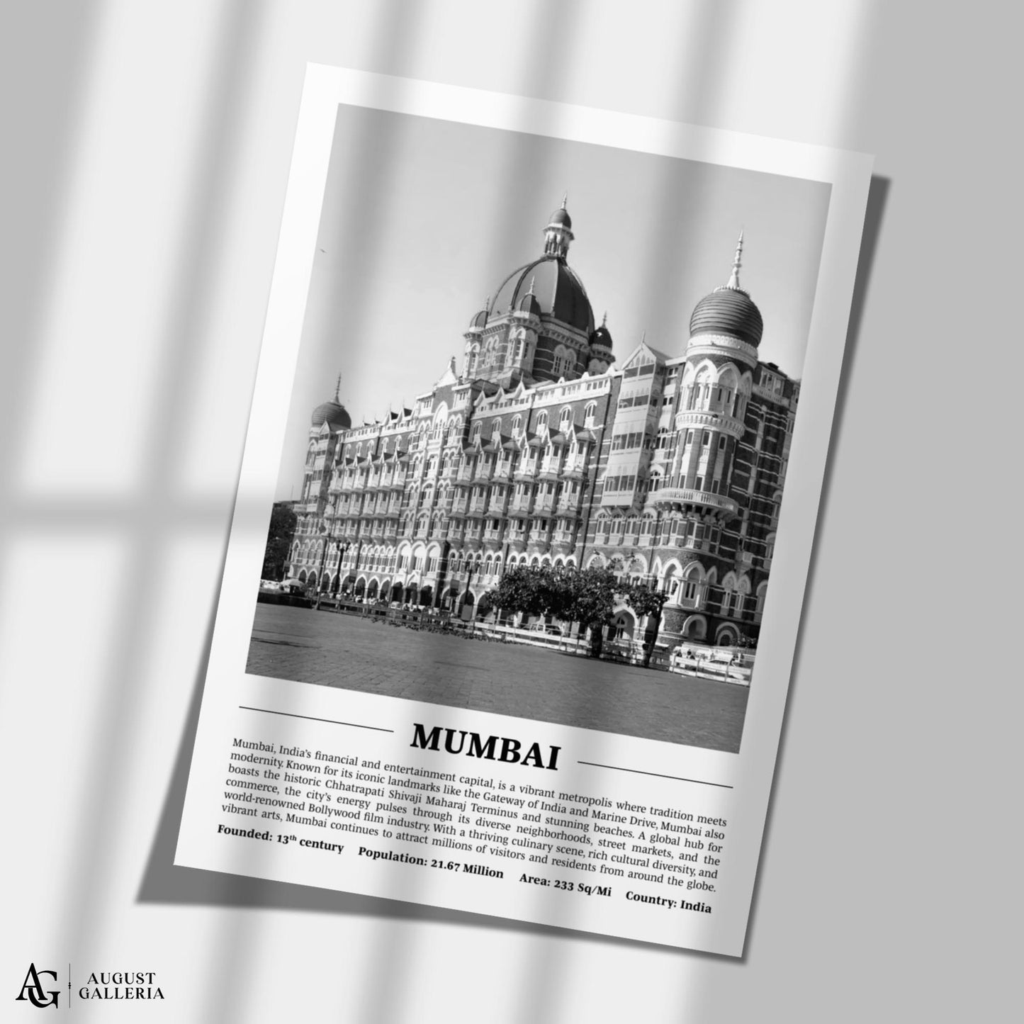 Mumbai Black & White City Print