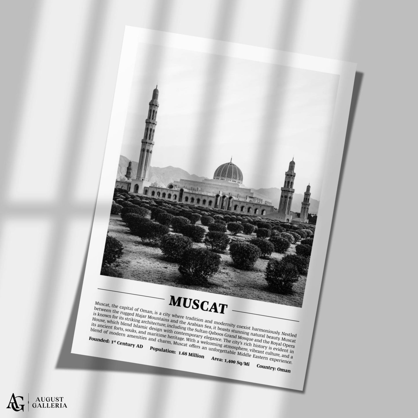 Muscat Black & White City Print