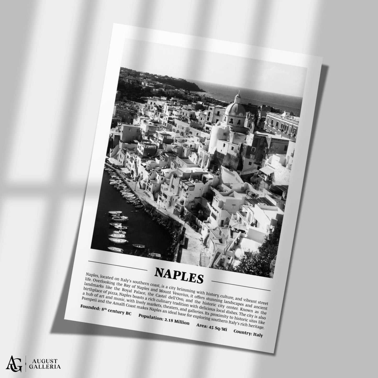 Naples Black & White City Print