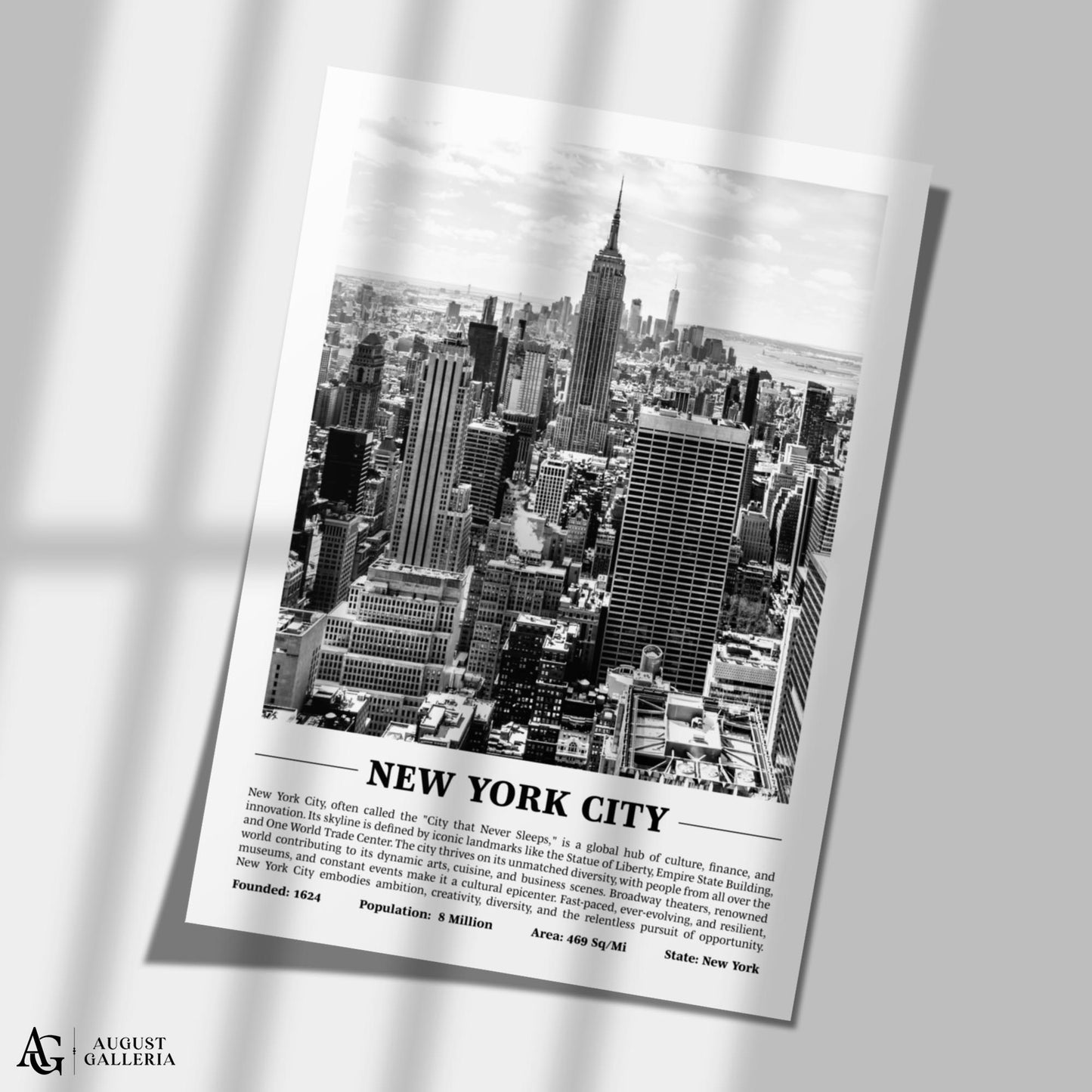 New York City Black & White City Print