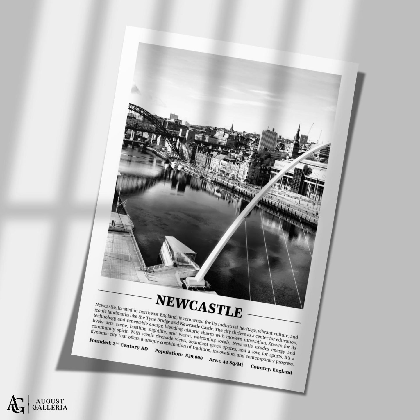 Newcastle Black & White City Print