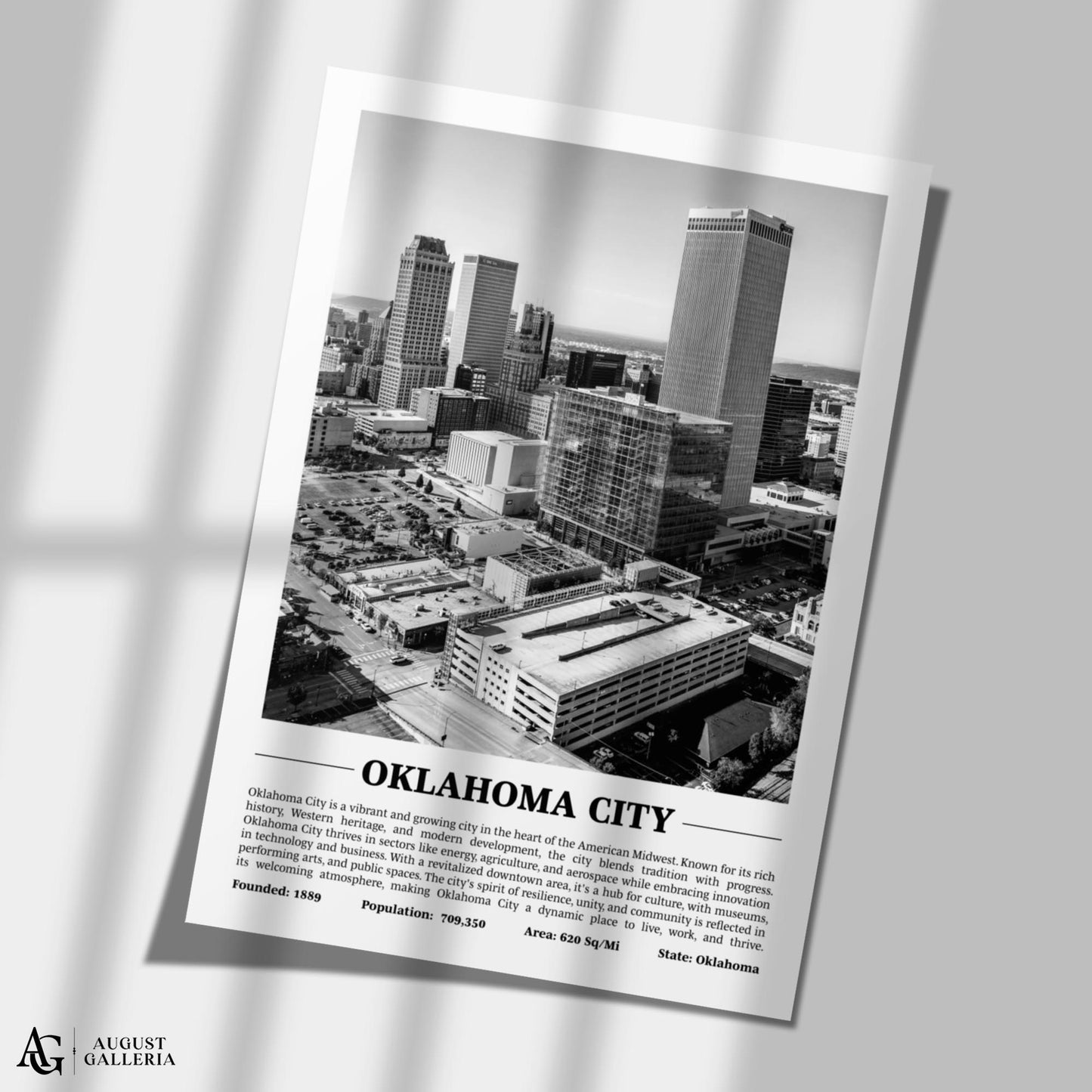 Oklahoma City Black & White City Print