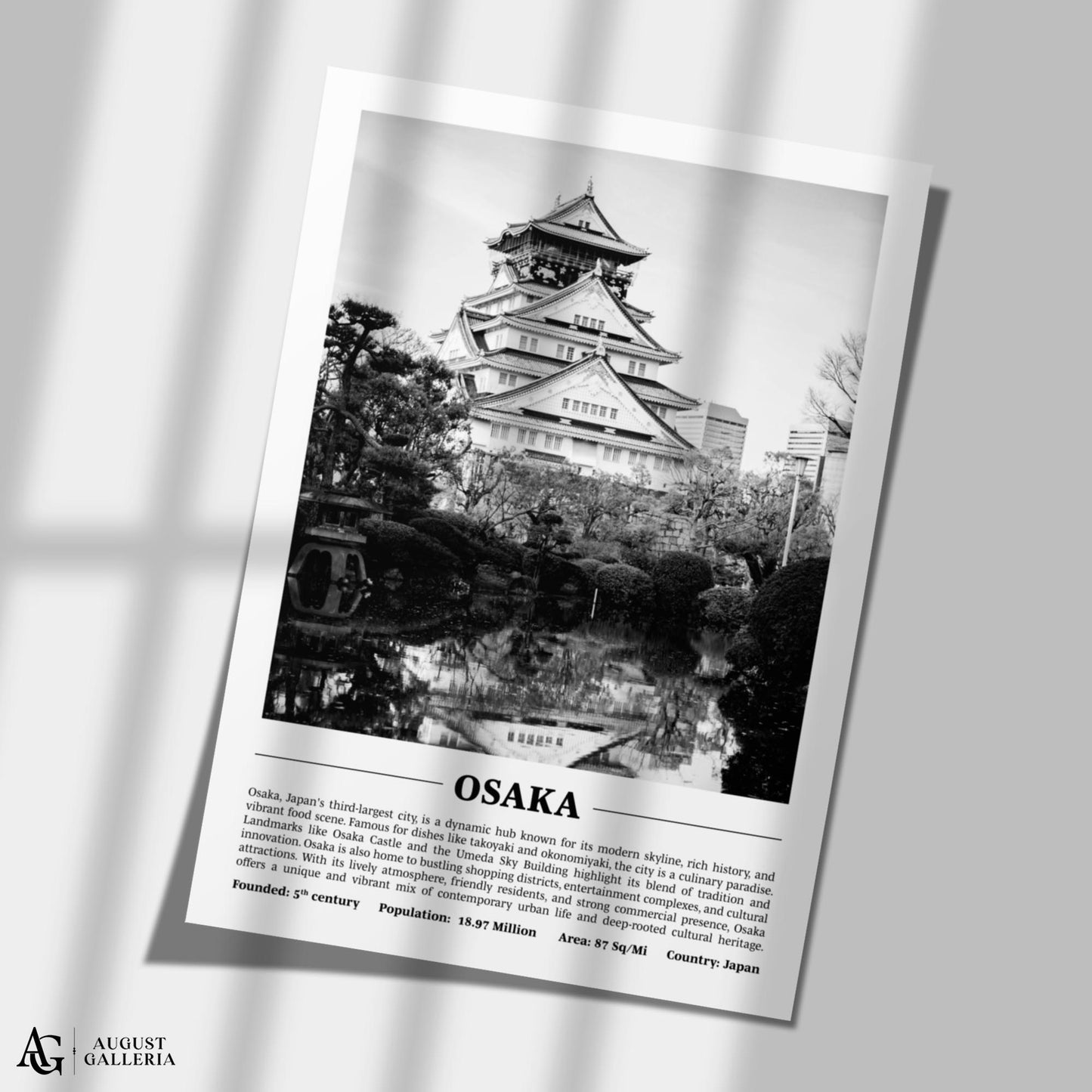 Osaka Black & White City Print