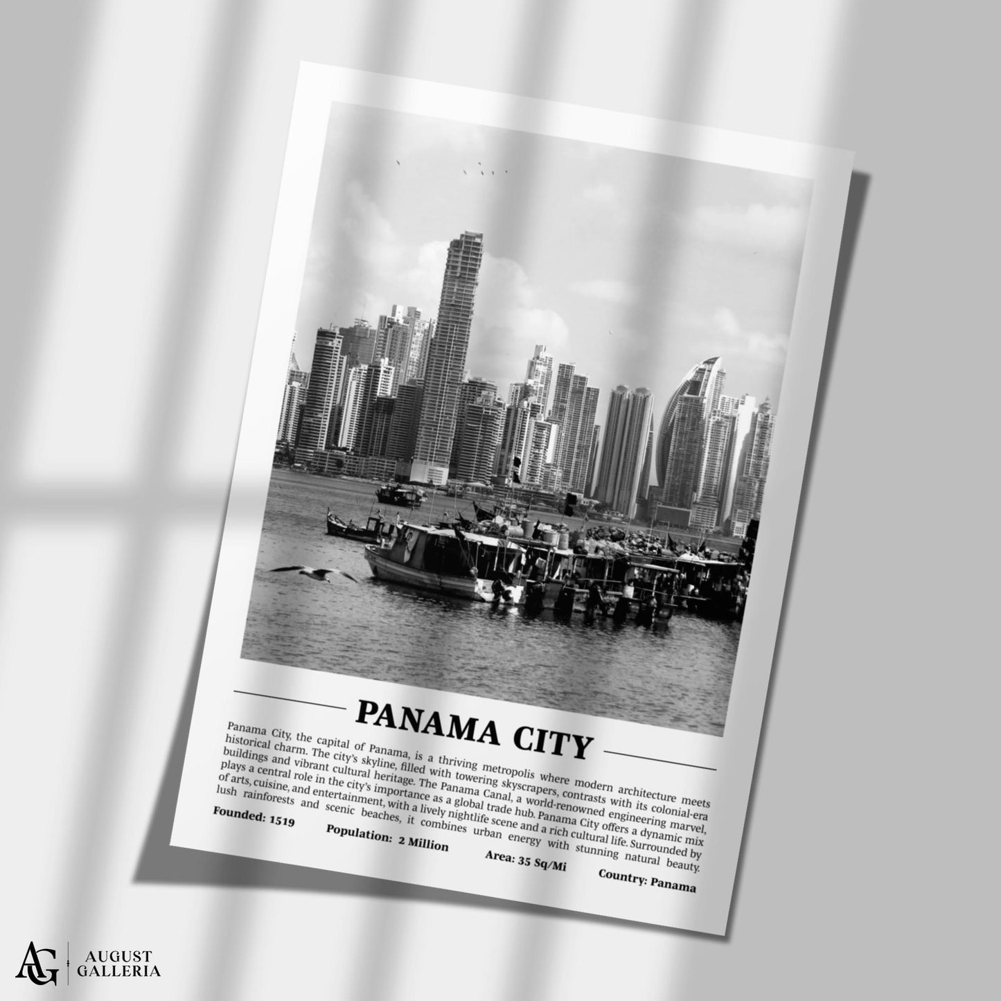 Panama City Black & White City Print