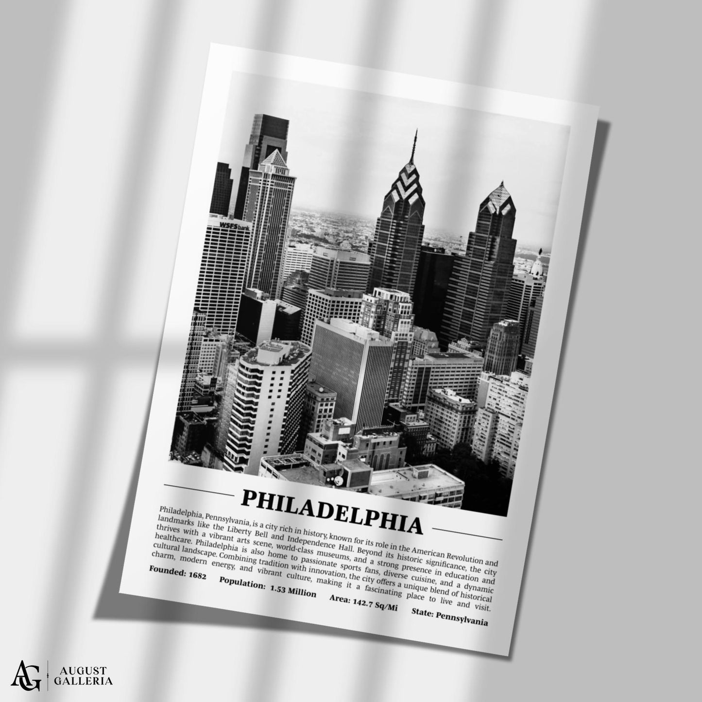 Philadelphia Black & White City Print