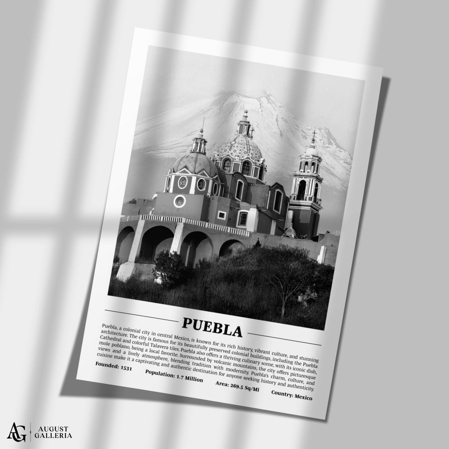 Puebla Black & White City Print