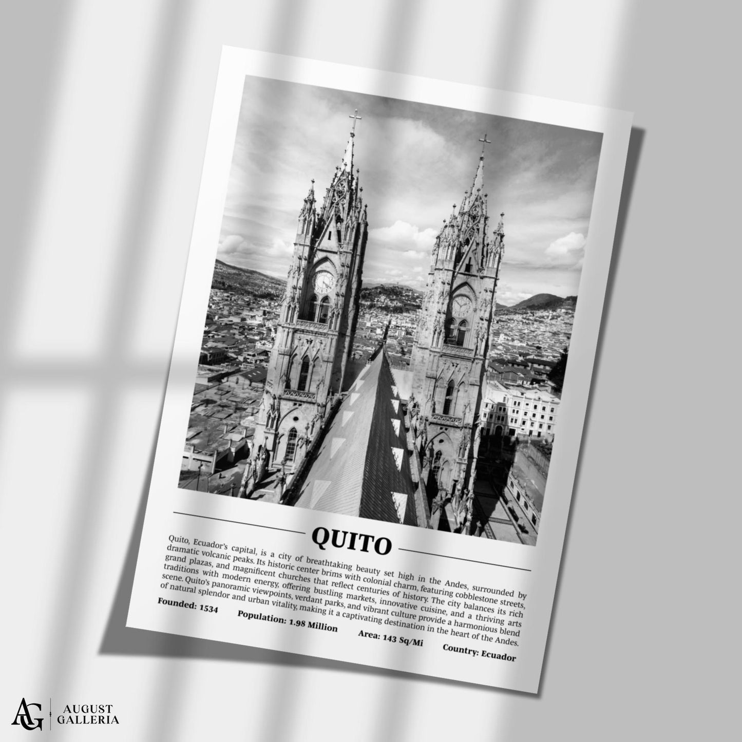 Quito Black & White City Print