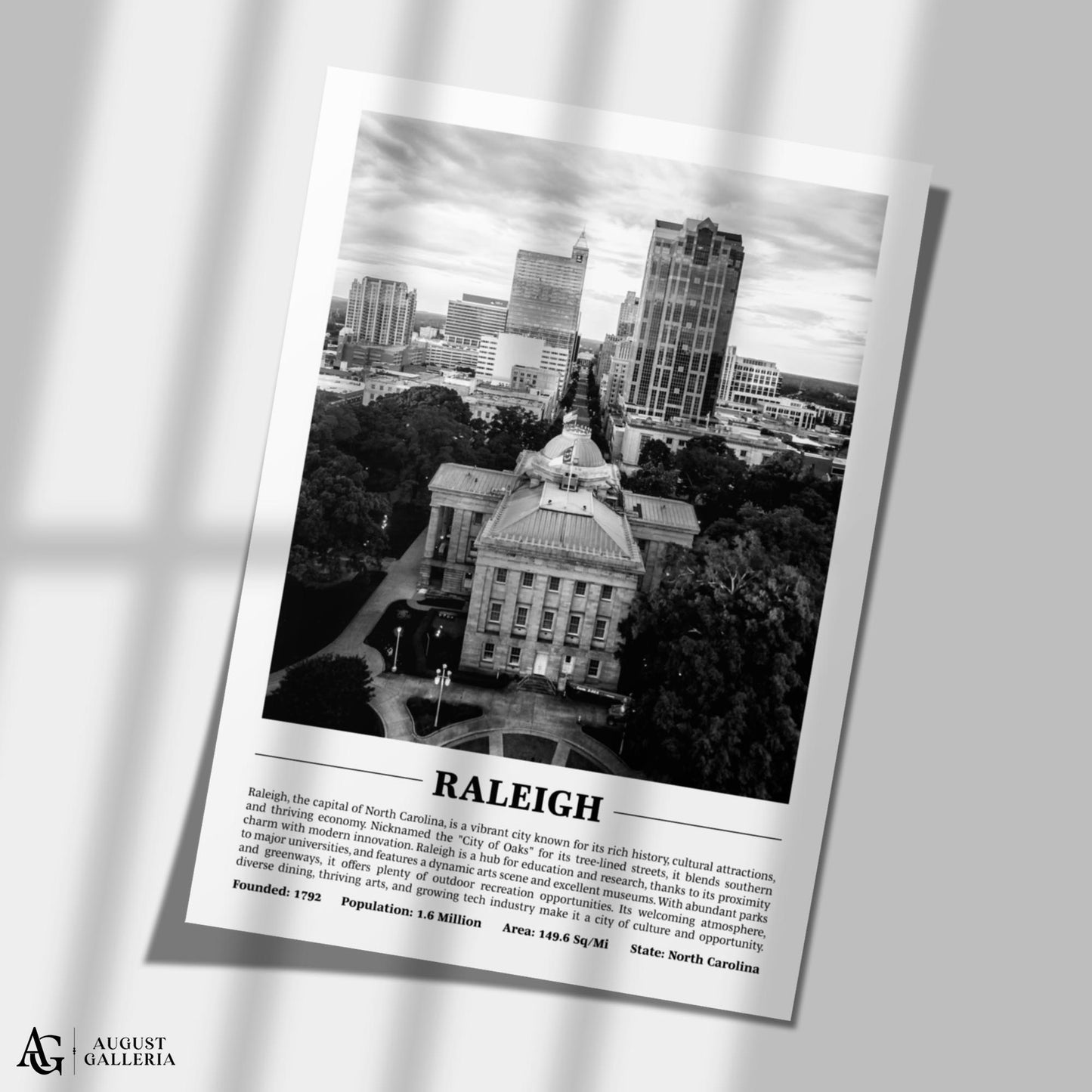 Raleigh Black & White City Print