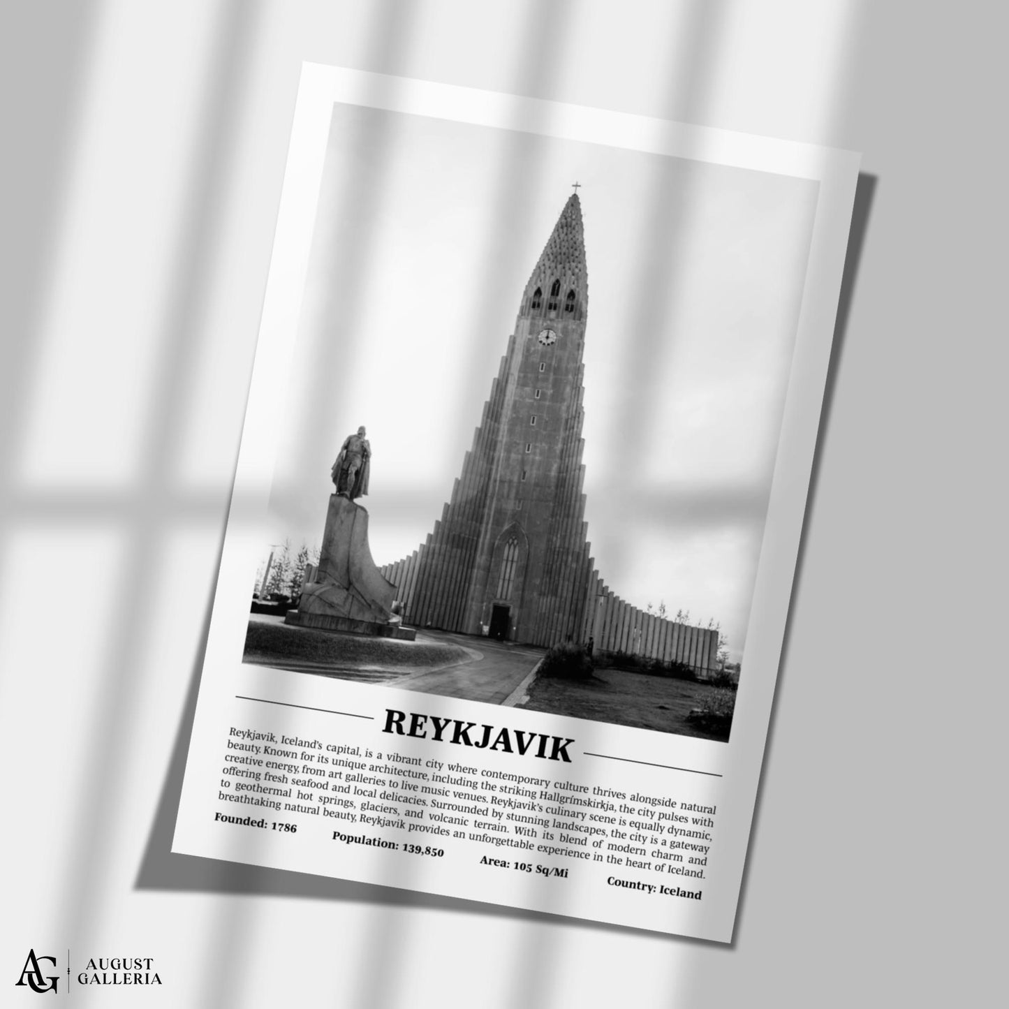 Reykjavik Black & White City Print