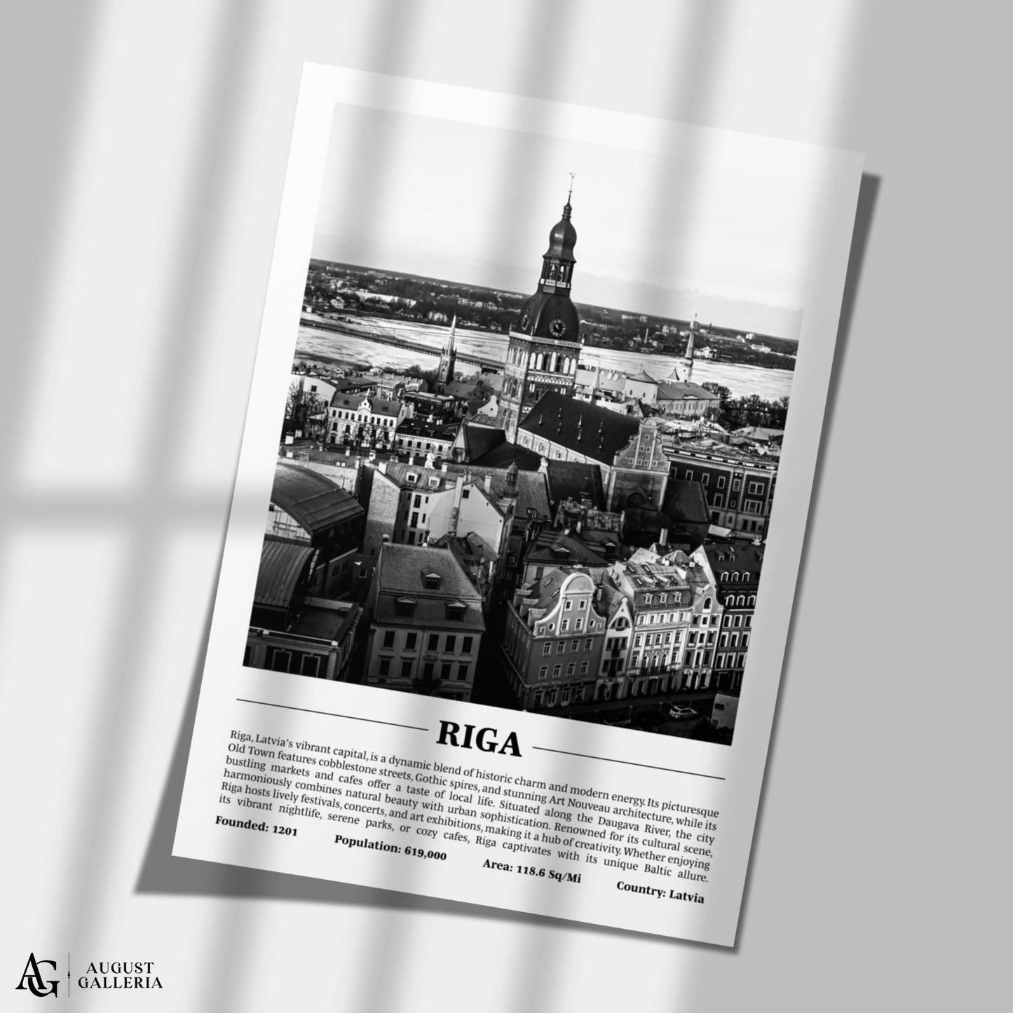 Riga Black & White City Print