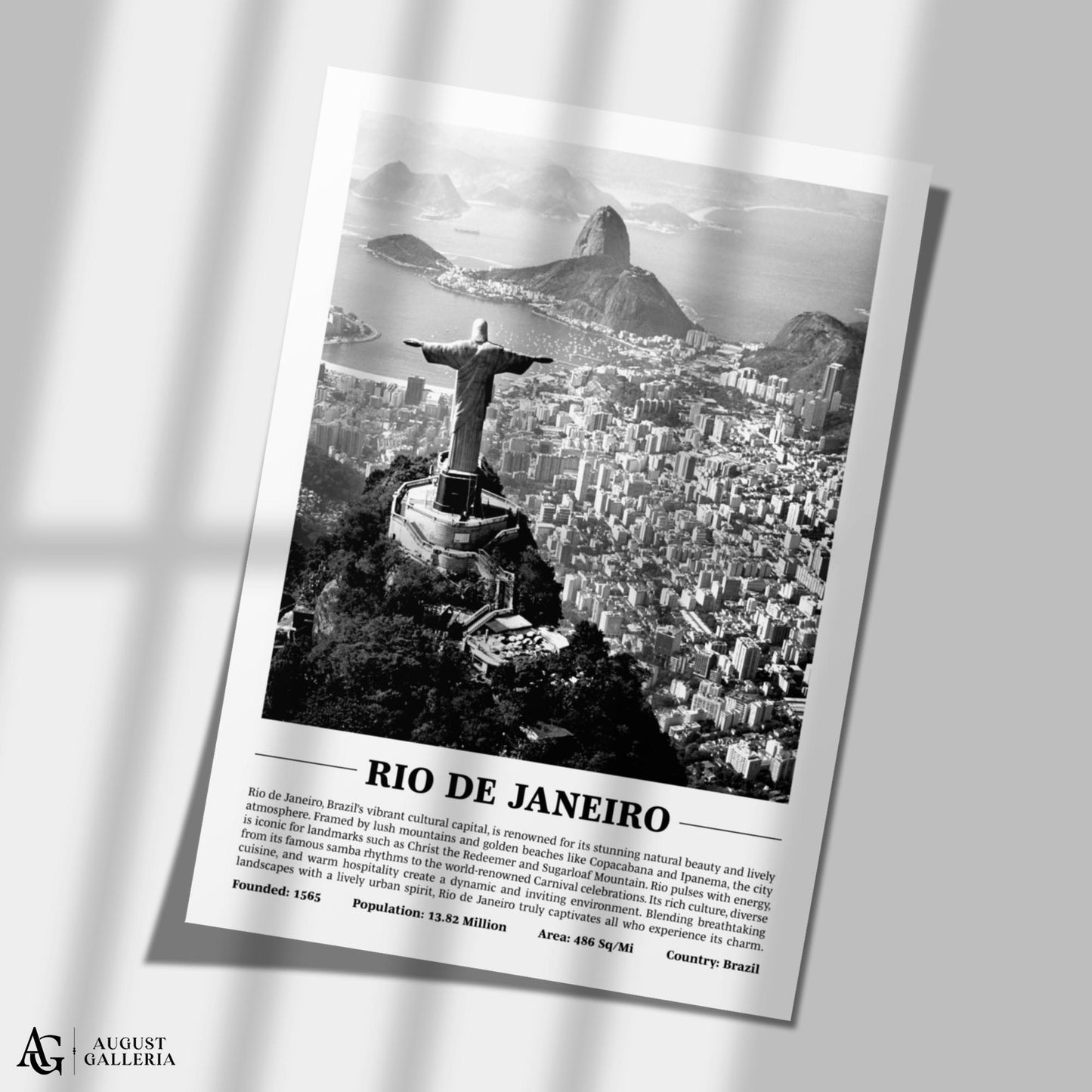 Rio de Janeiro Black & White City Print