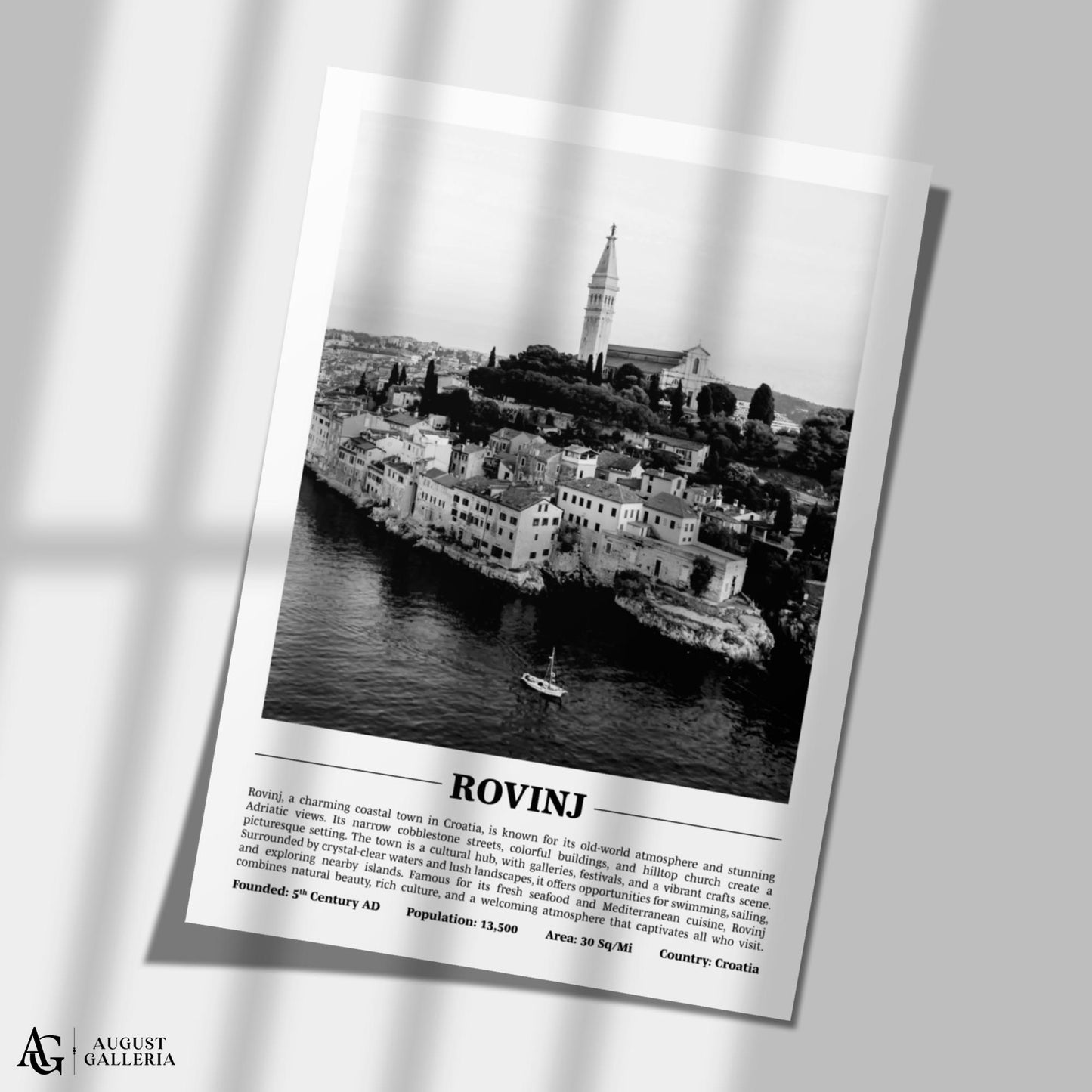 Rovinj Black & White City Print