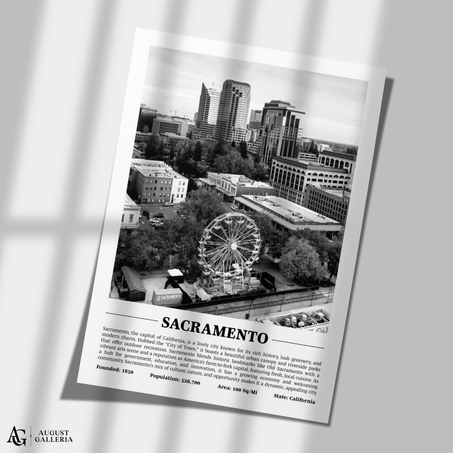 Sacramento Black & White City Print