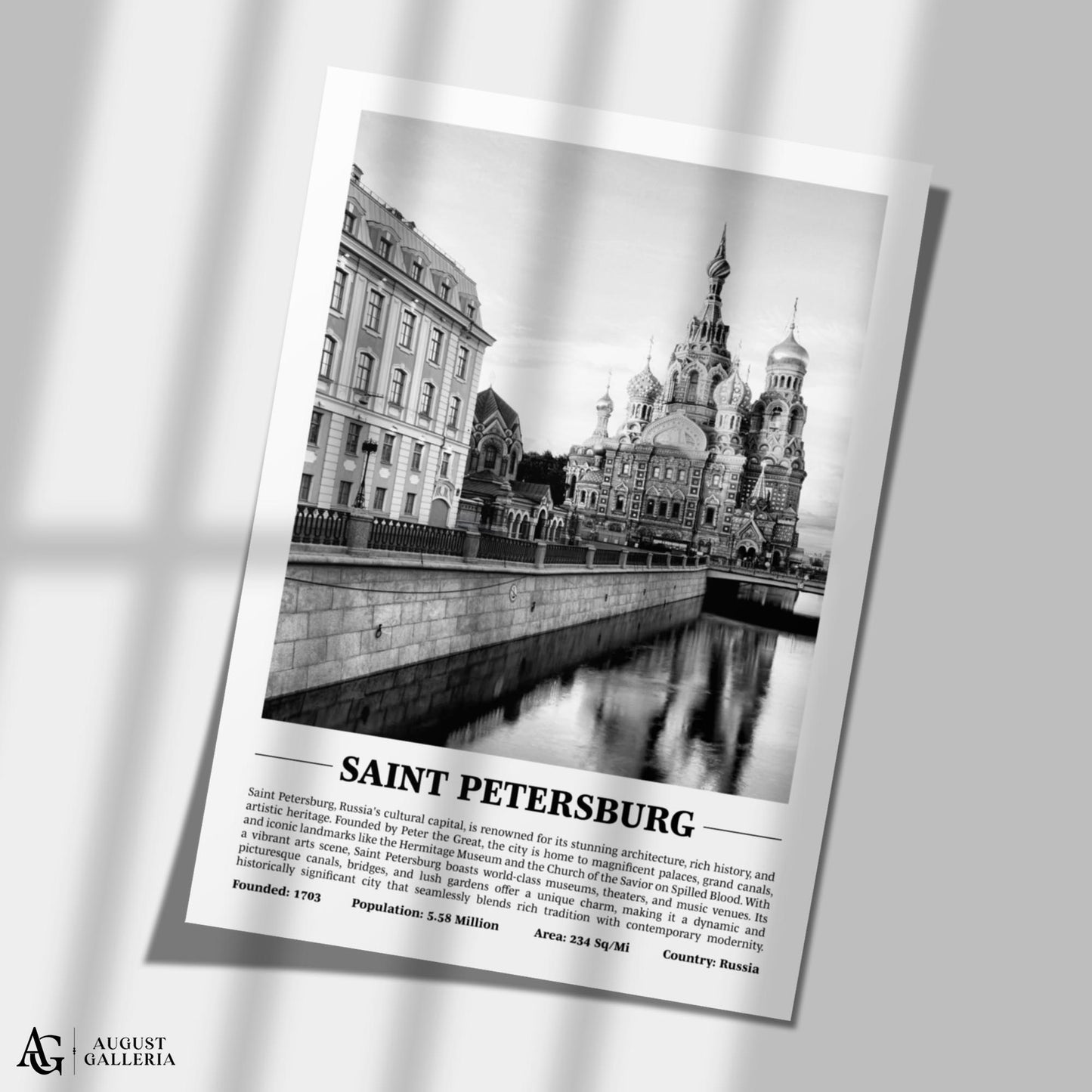 Saint Petersburg Black & White City Print