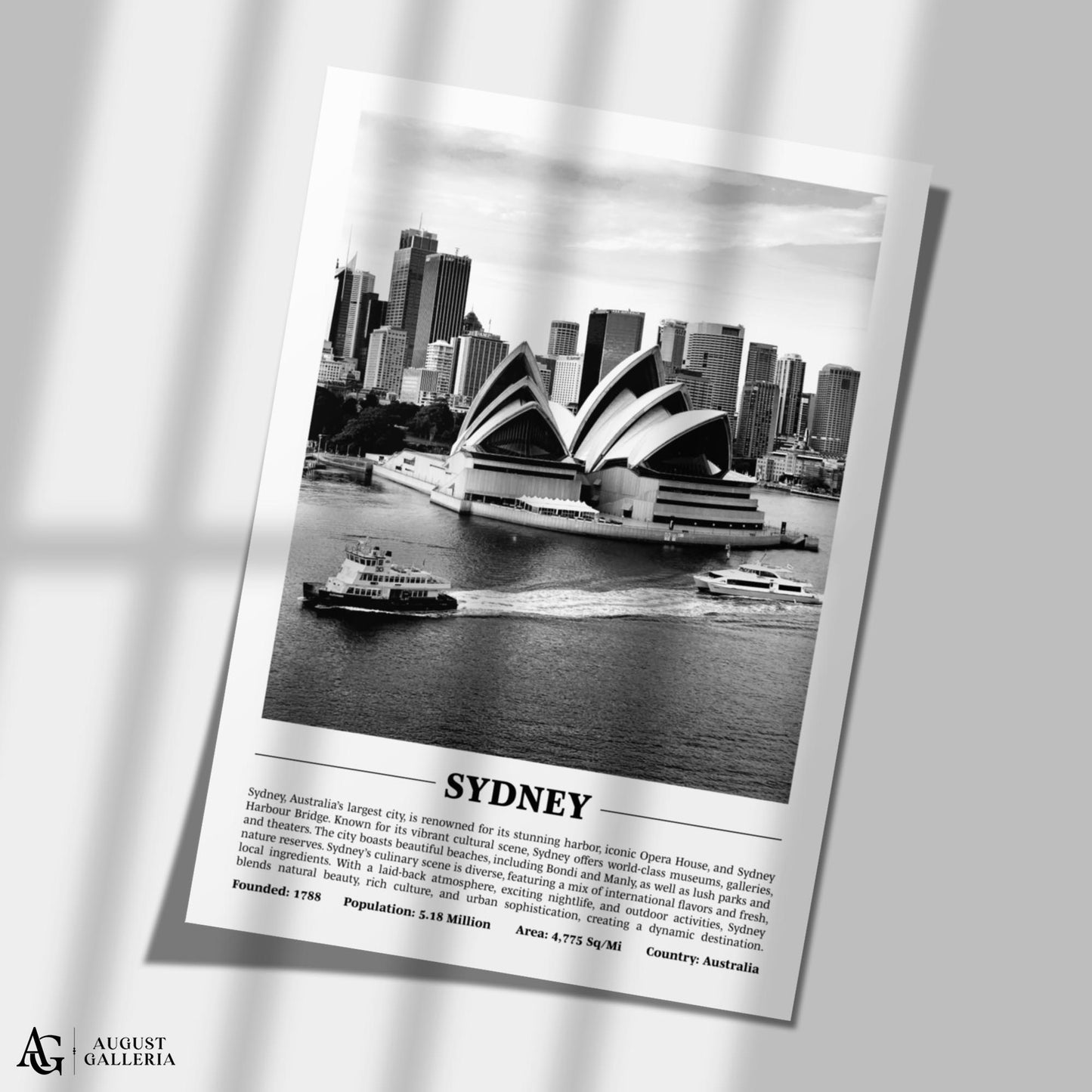 Sydney Black & White City Print