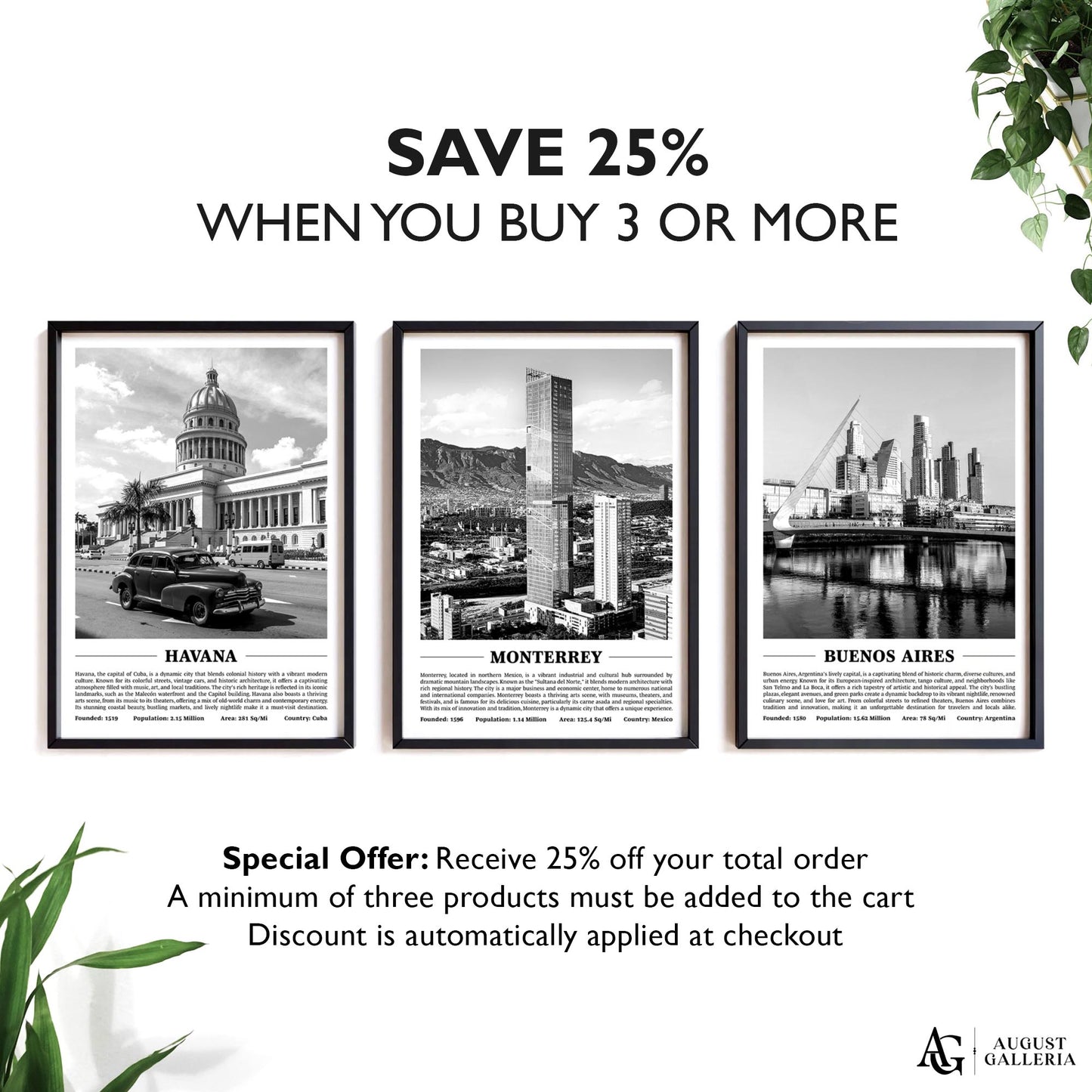 Monterrey Black & White City Print