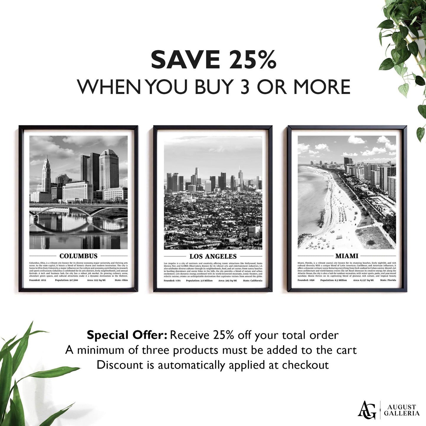 Los Angeles Black & White City Print