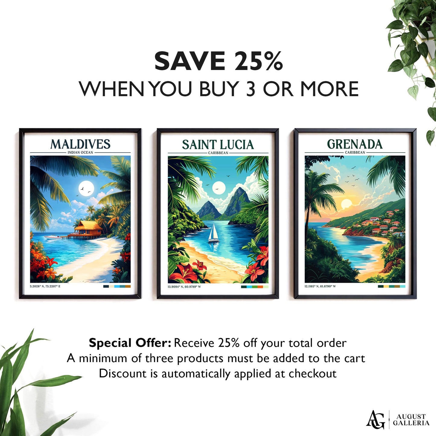 Saint Lucia Retro Travel Print