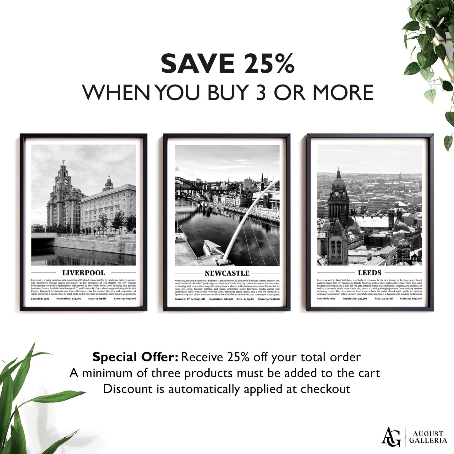 Newcastle Black & White City Print