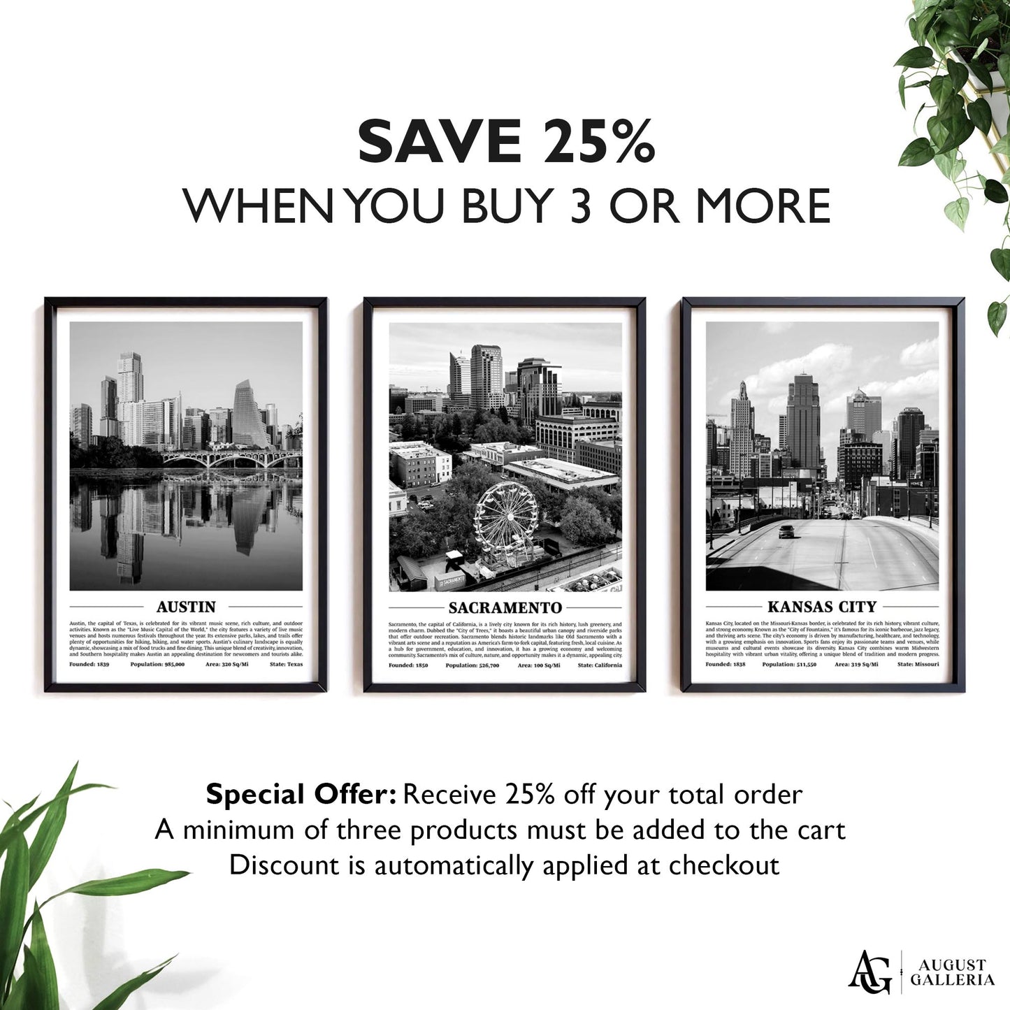 Sacramento Black & White City Print