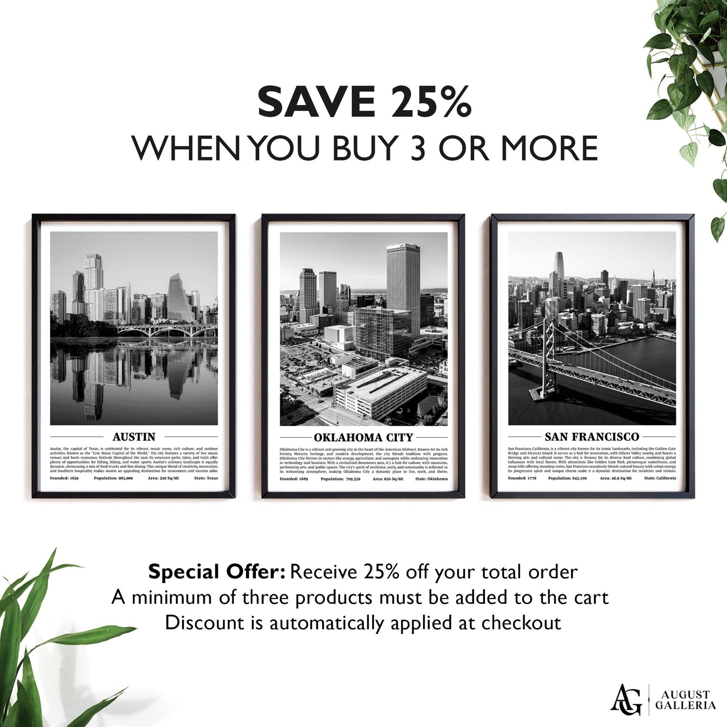 Oklahoma City Black & White City Print
