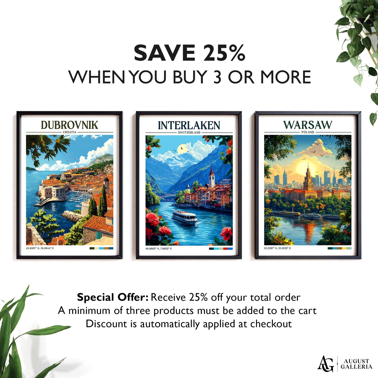 Interlaken Switzerland Retro Travel Print