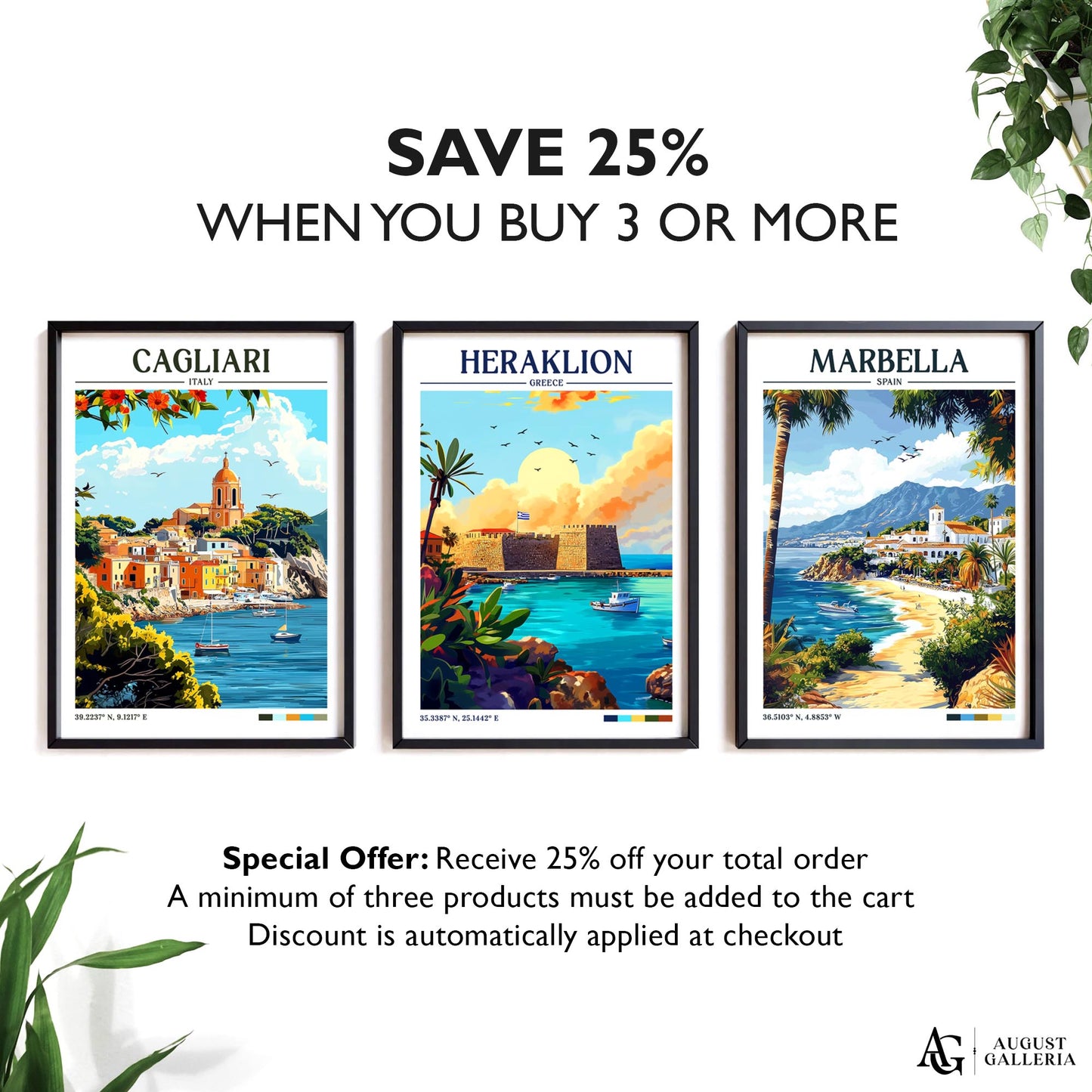 Heraklion Greece Retro Travel Print