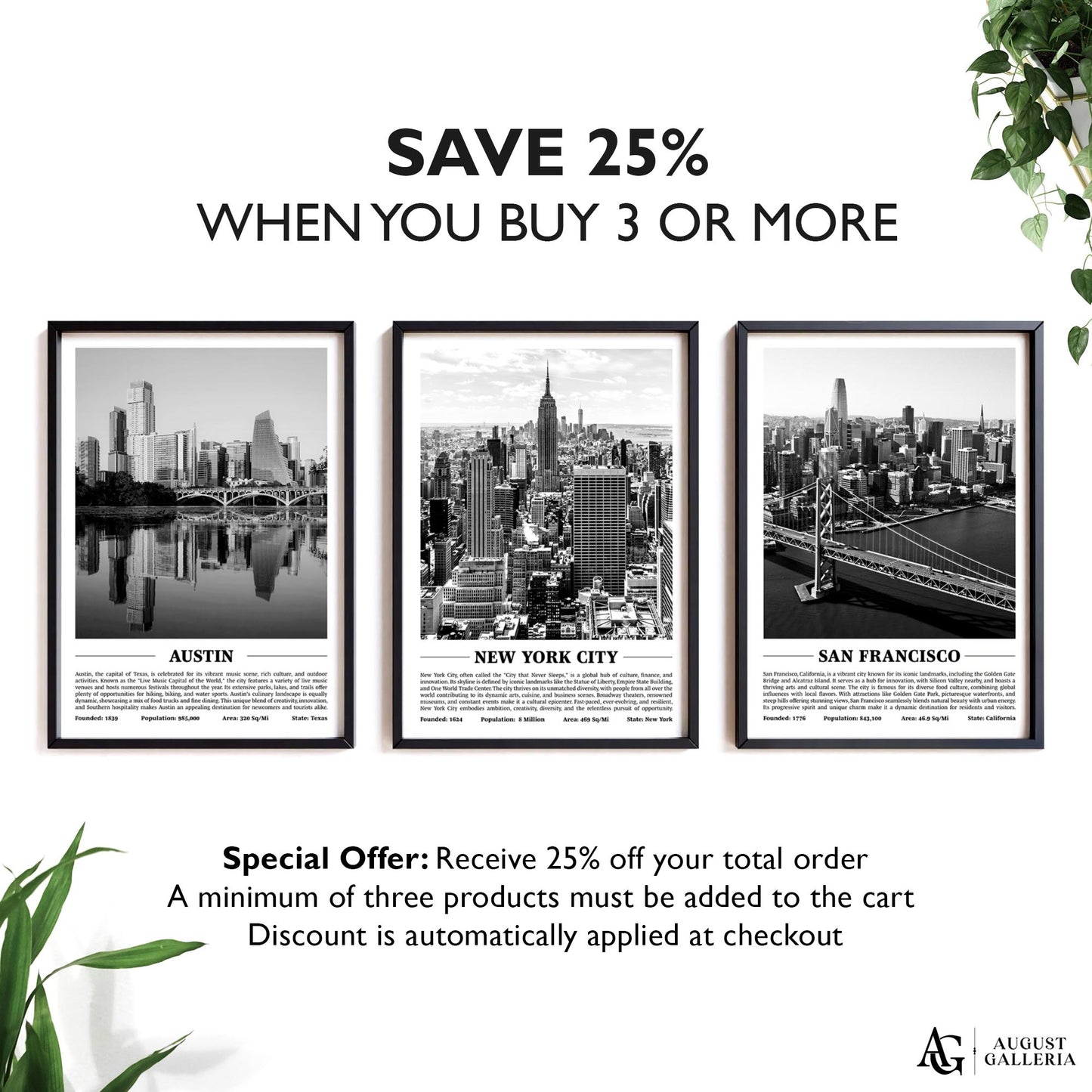 New York City Black & White City Print