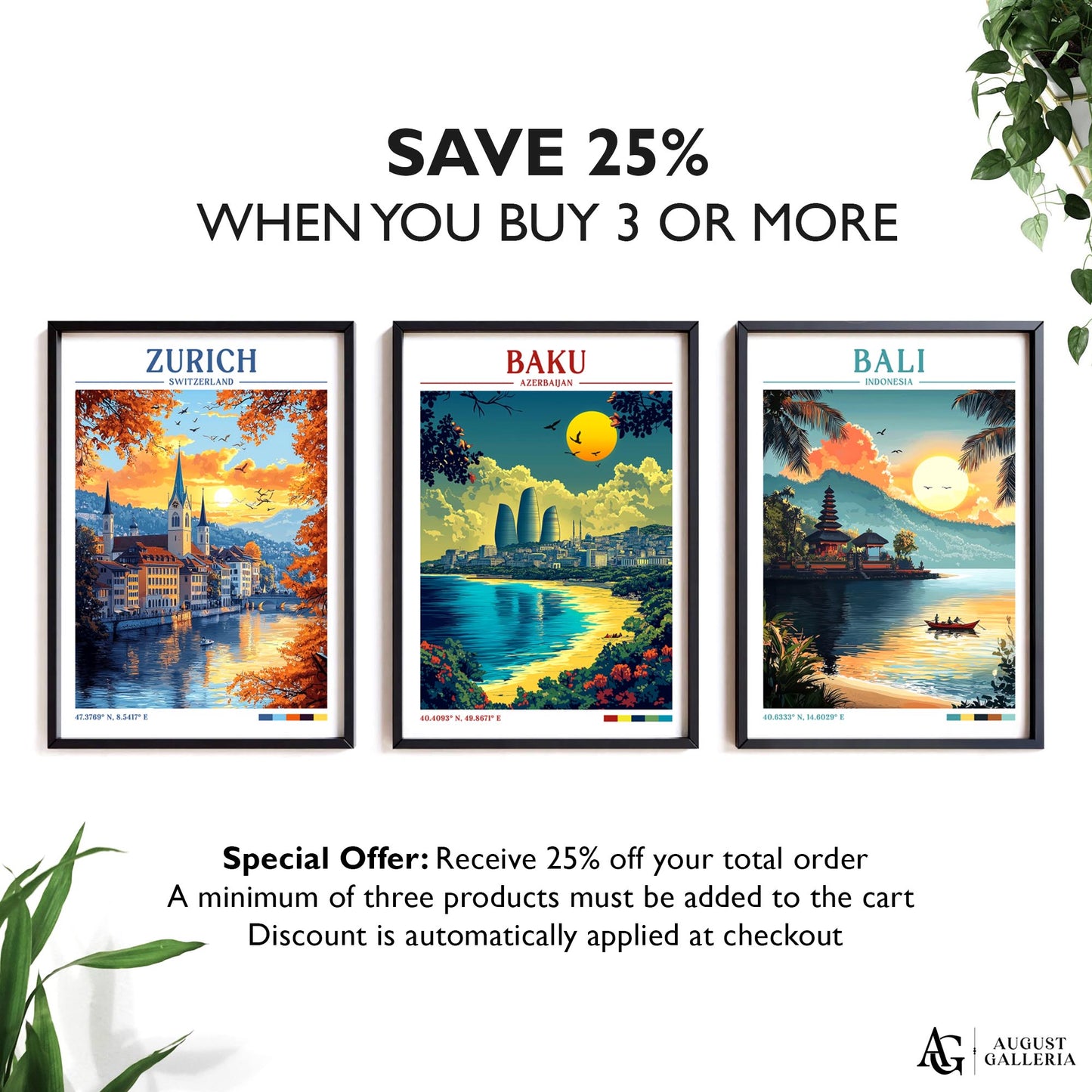 Baku Azerbaijan Retro Travel Print