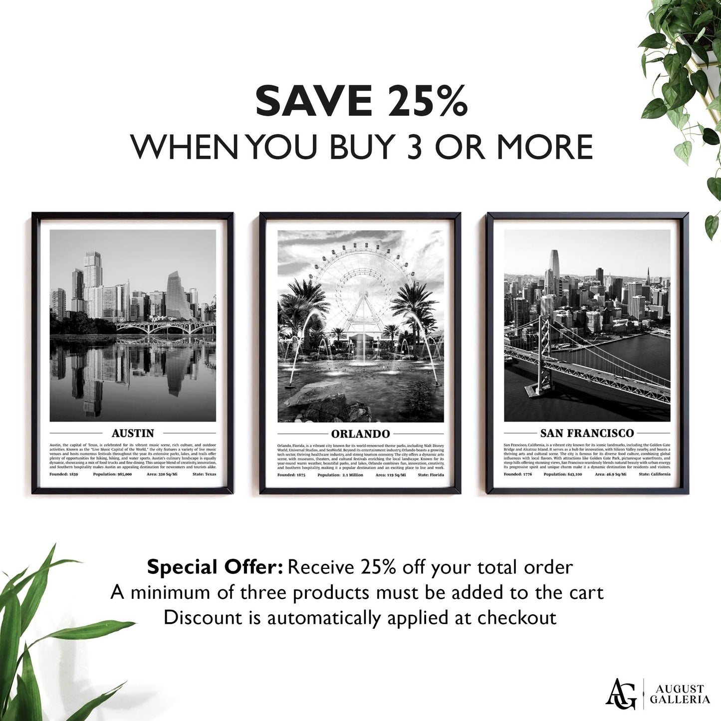 Orlando Black & White City Print