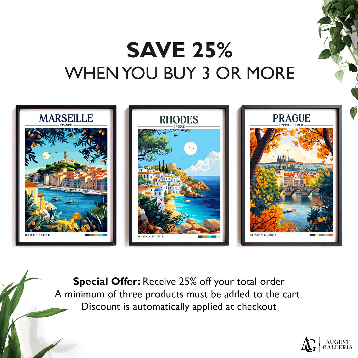 Rhodes Greece Retro Travel Print