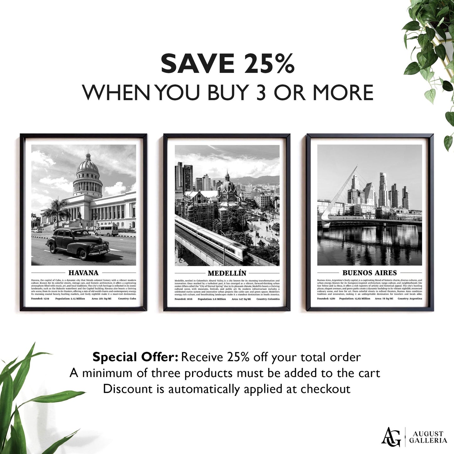 Medellín Black & White City Print