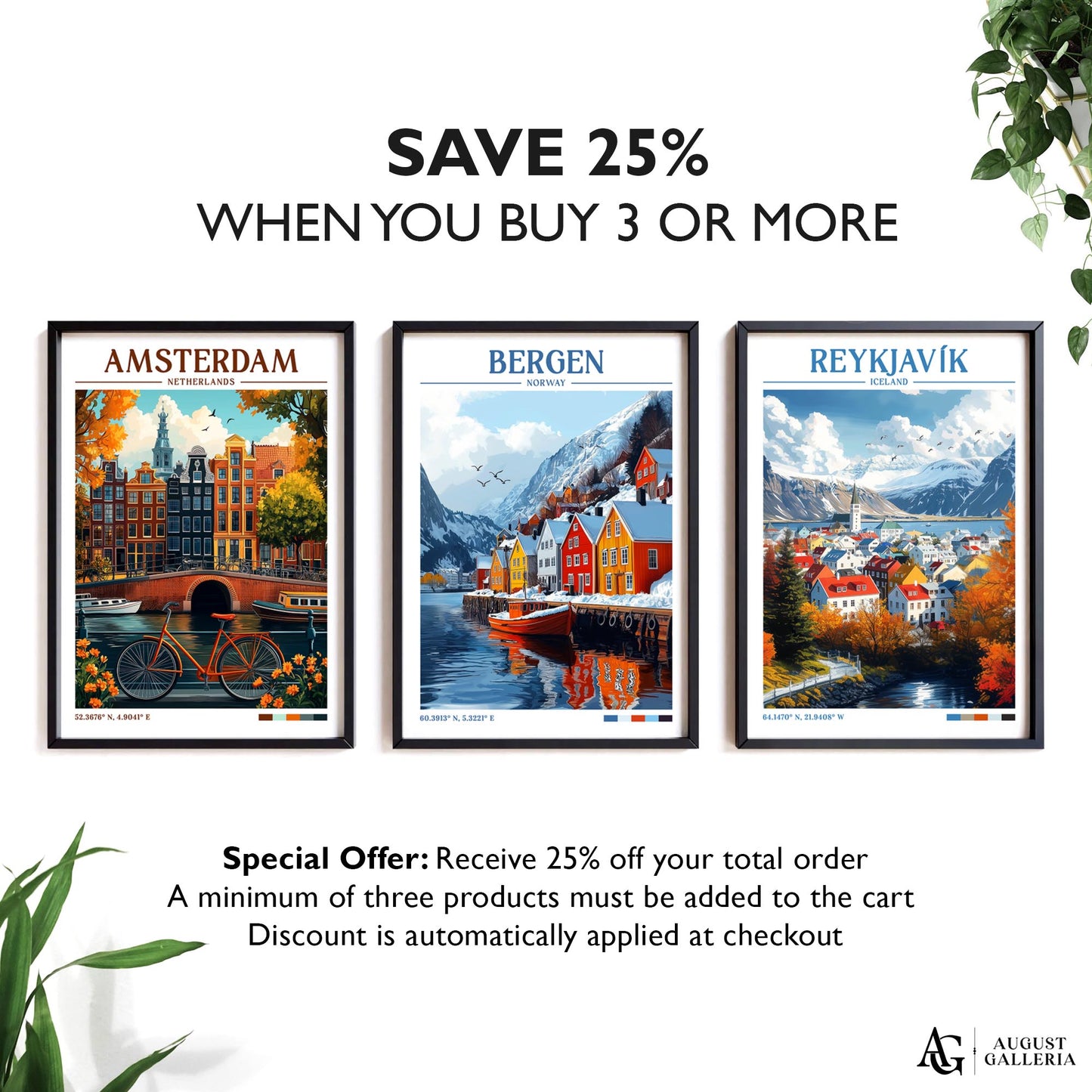 Bergen Norway Retro Travel Print