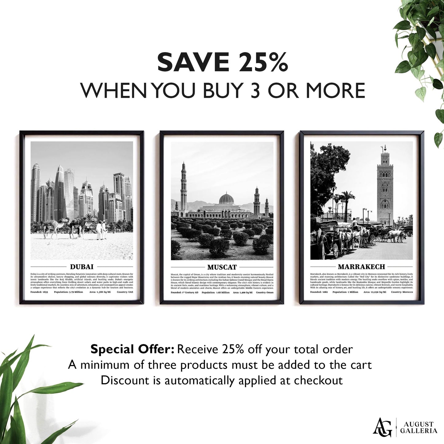 Muscat Black & White City Print