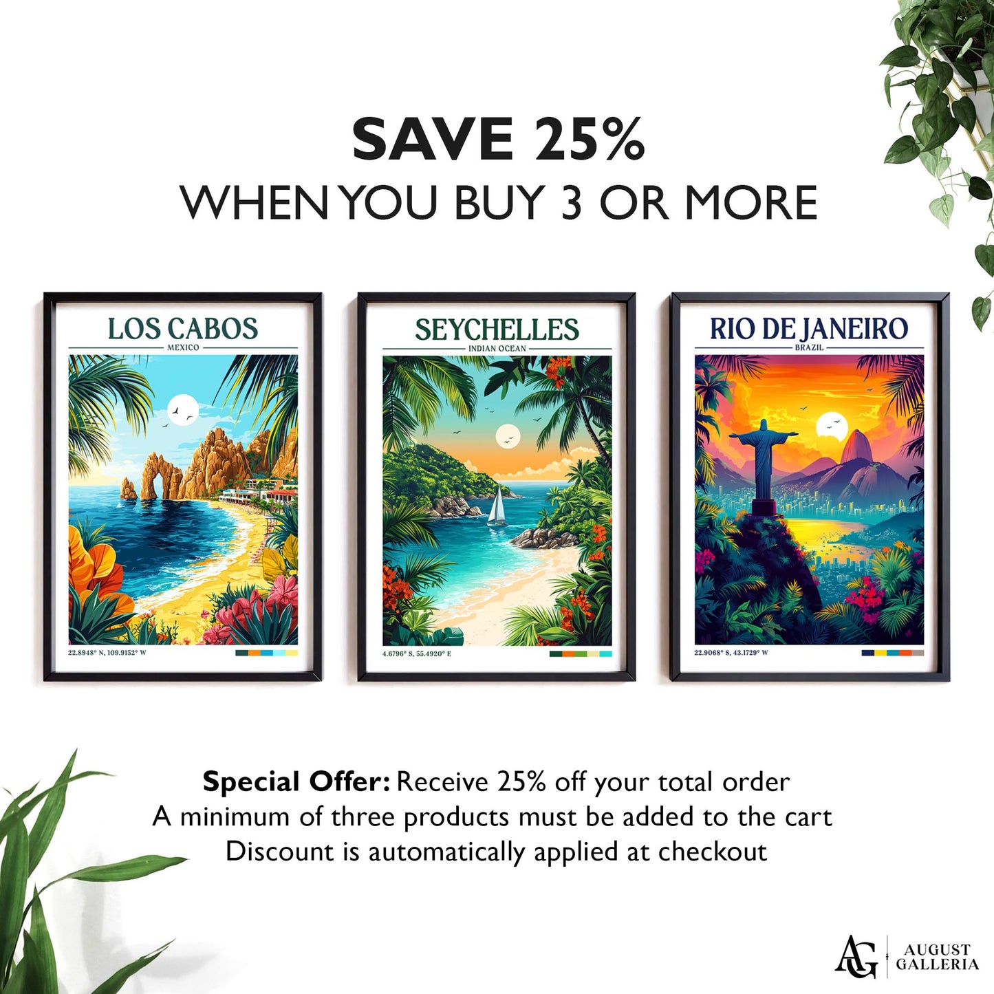 Seychelles Retro Travel Print