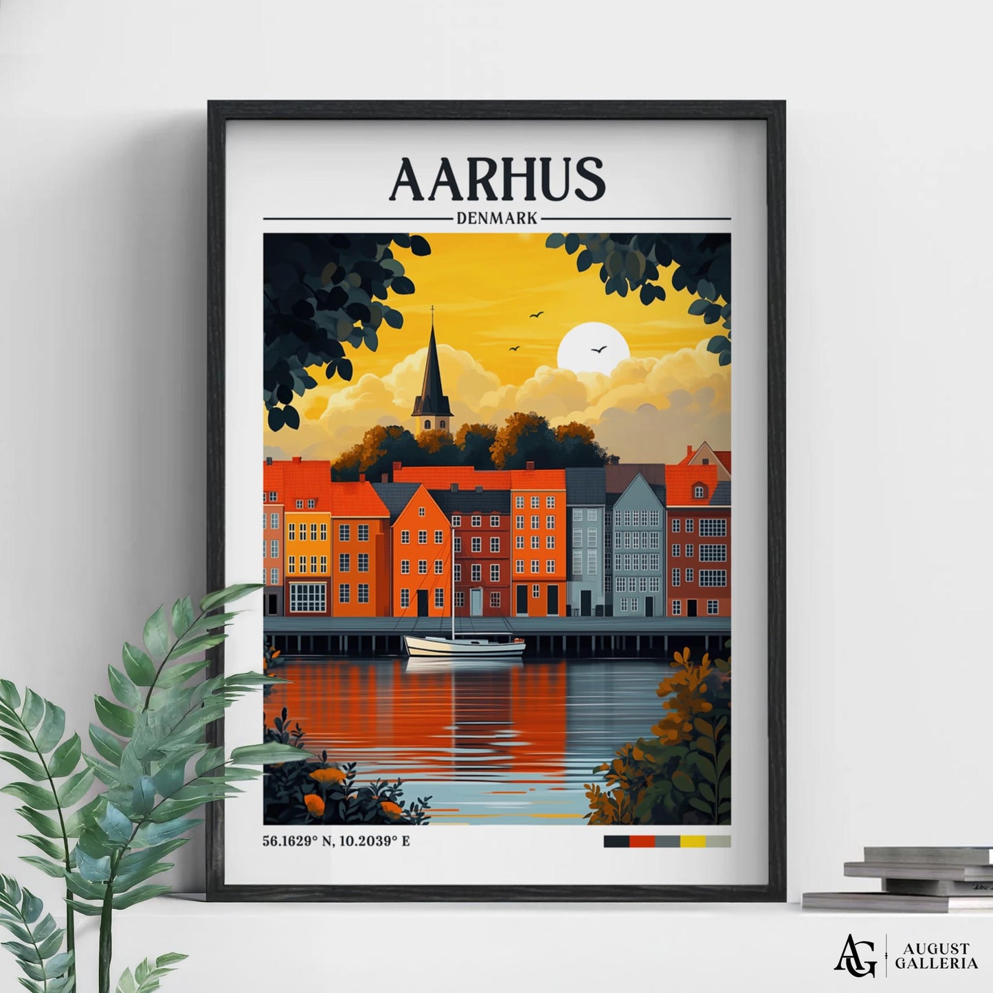 Aarhus Denmark Retro Travel Print