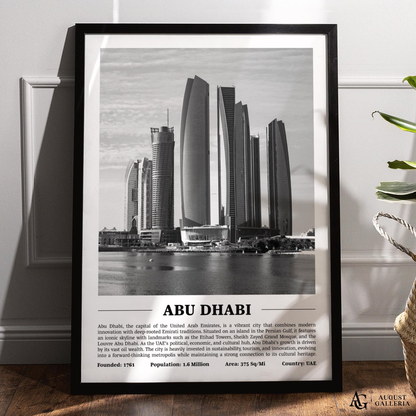 Abu Dhabi Black & White City Print