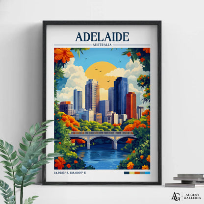 Adelaide Australia Retro Travel Print